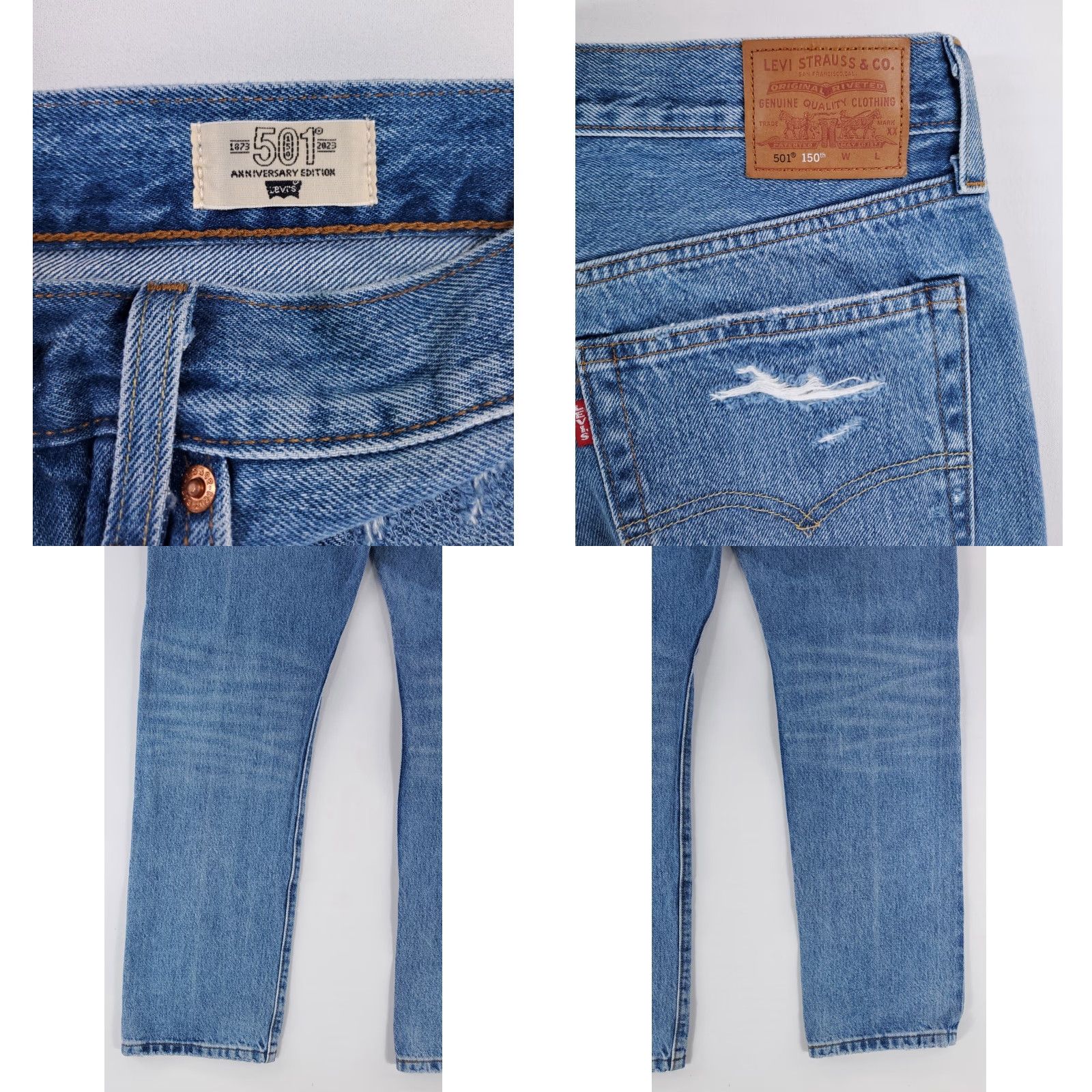 Levi's VINTAGE Levi's 501 150th Anniversary Distressed Redline Selvage Blue Jeans Mens 32 x 30 Size US 32 / EU 48 - 8 Thumbnail