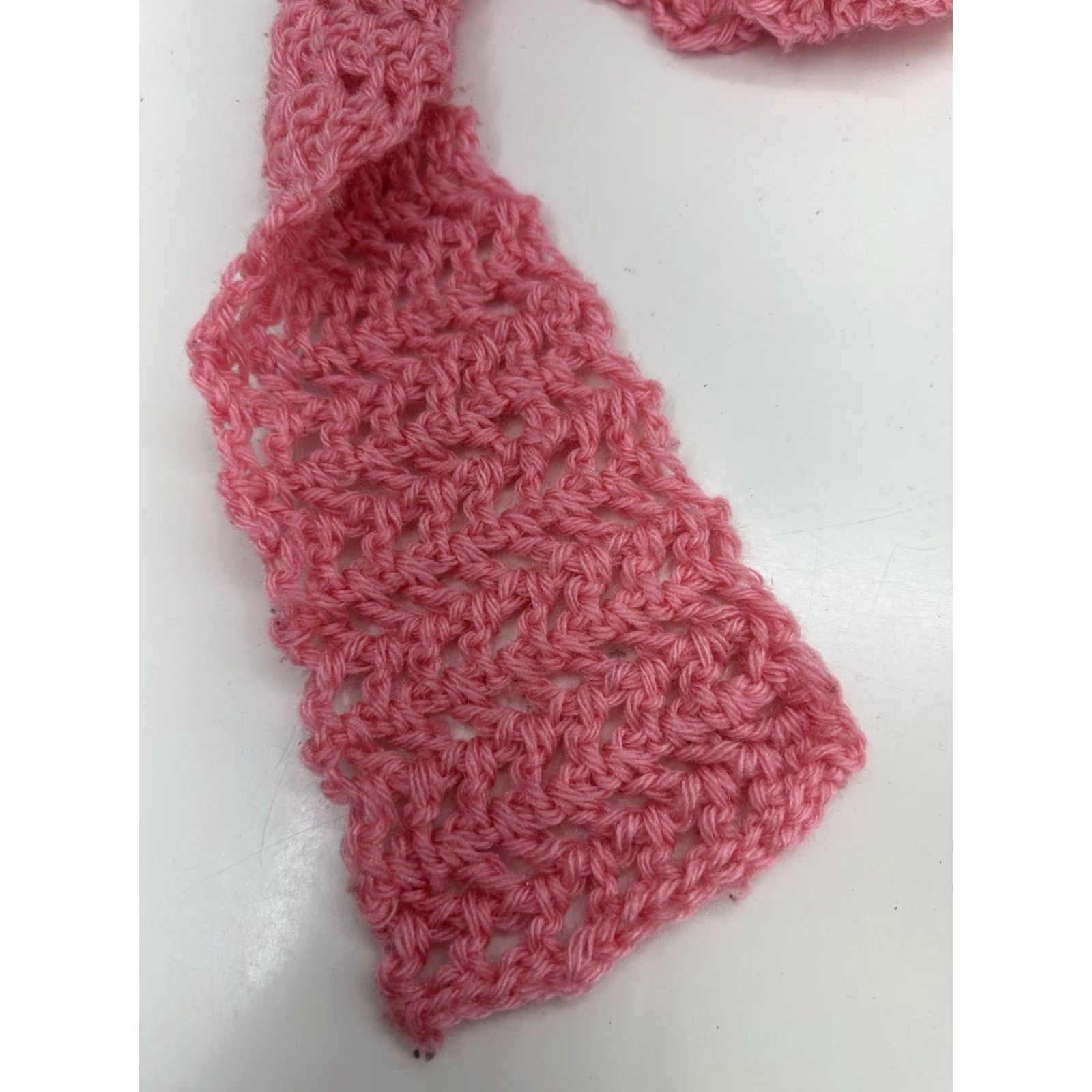 Pinko VINTAGE Unbranded Womens Scarf Necktie Pink Crochet 4x50 inches Size ONE SIZE - 2 Thumbnail