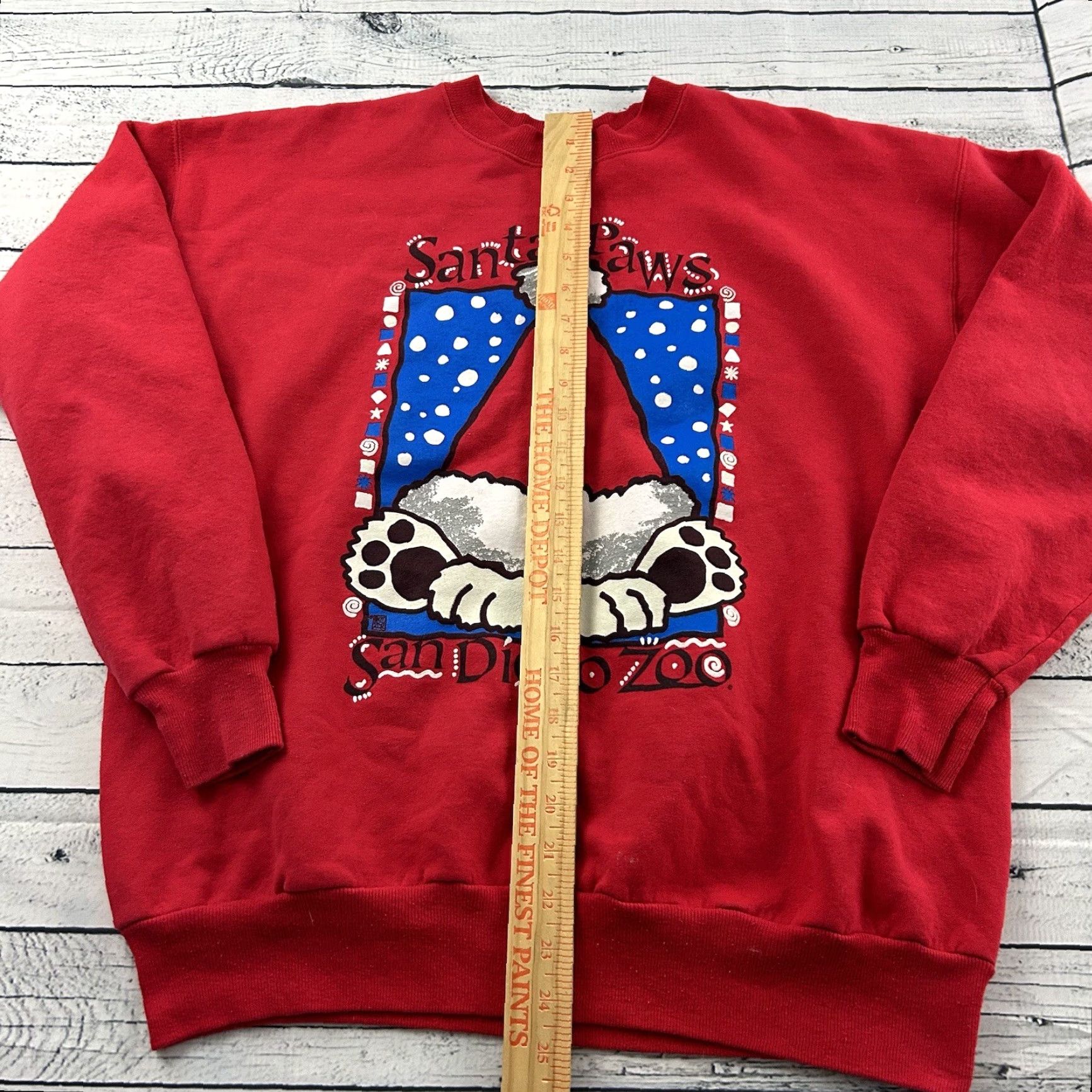 Hanes Vintage Hanes Santa Paws San Diego Zoo Pullover Crewneck Sweatshirt Men L Red Size US L / EU 52-54 / 3 - 4 Thumbnail