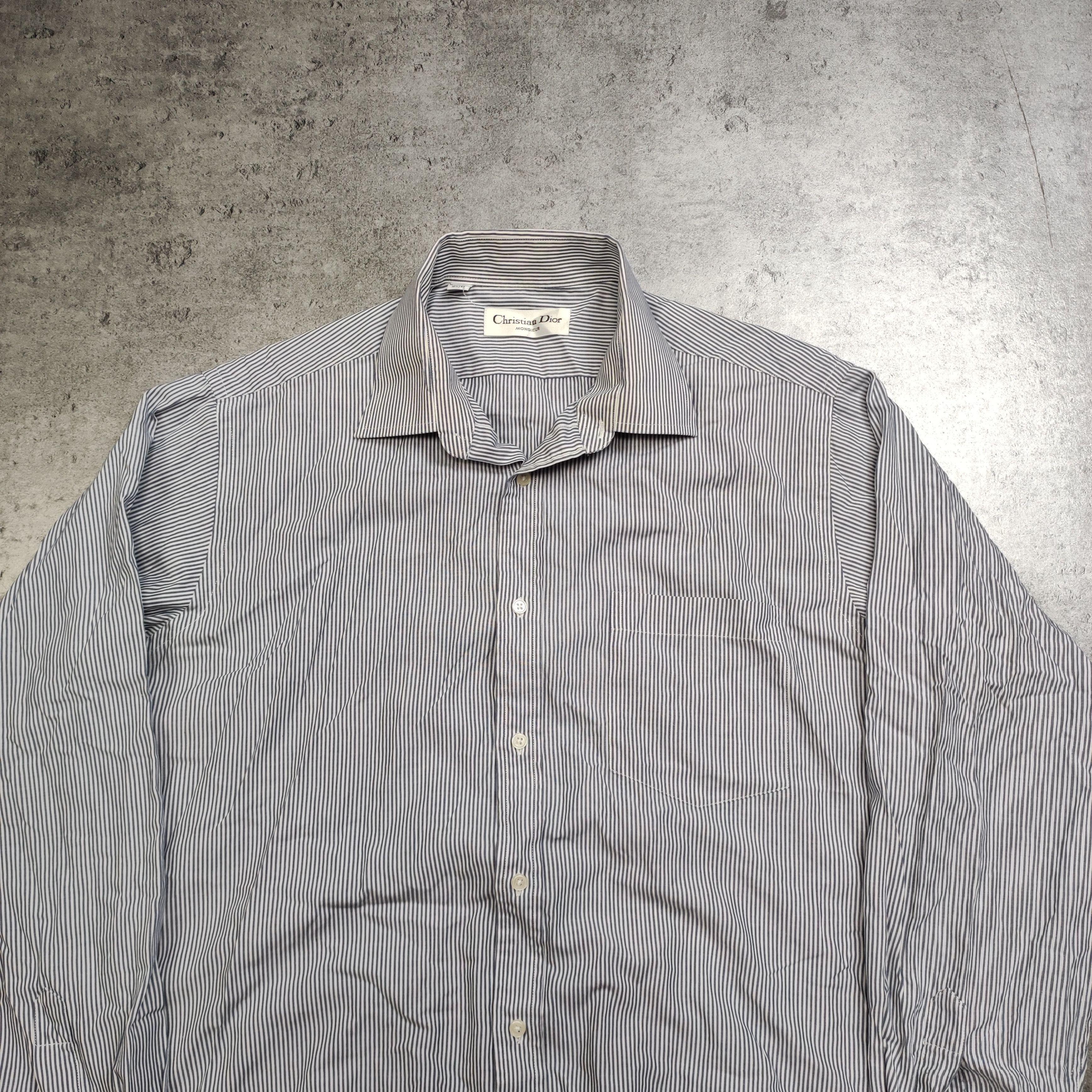 Christian Dior Monsieur × Dior × Vintage RARE Christian Dior Monsieur Vintage Striped Pocket Shirt Size US L / EU 52-54 / 3 - 3 Thumbnail
