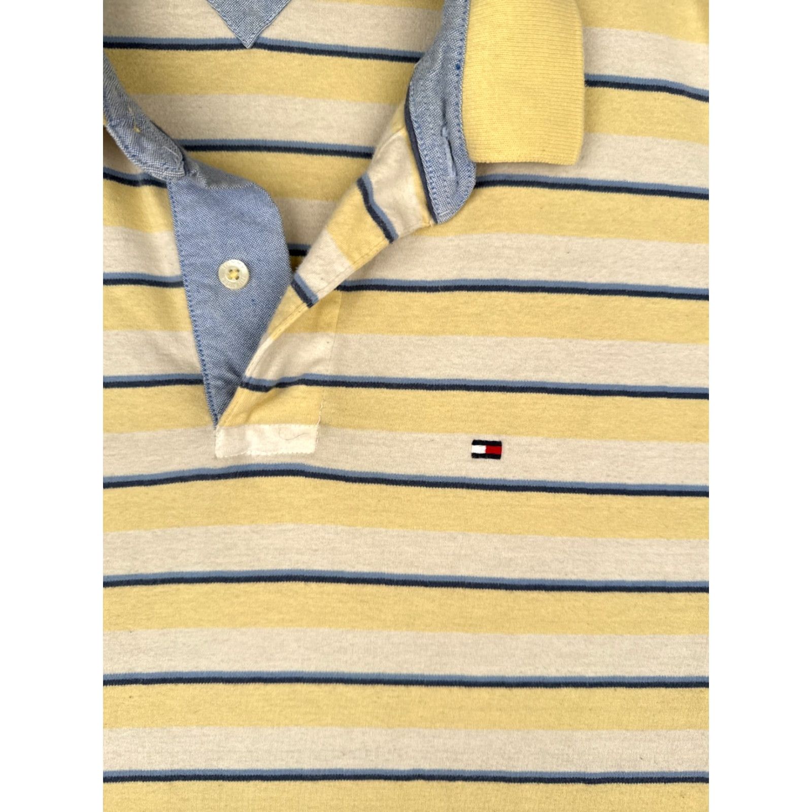 Tommy Hilfiger Tommy Hilfiger Polo Shirt Men 2XL Yellow Blue Stripe 100% Cotton Slim Fit Casual Polo Shirt Mens Size US XXL / EU 58 / 5 - 6 Thumbnail