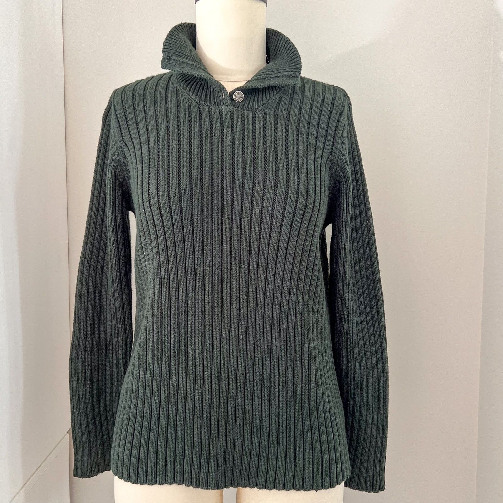 Lauren Ralph Lauren Ralph Lauren Sz S Green Turtleneck Sweater Silver Buttons Size S / US 4 / IT 40 - 4 Thumbnail