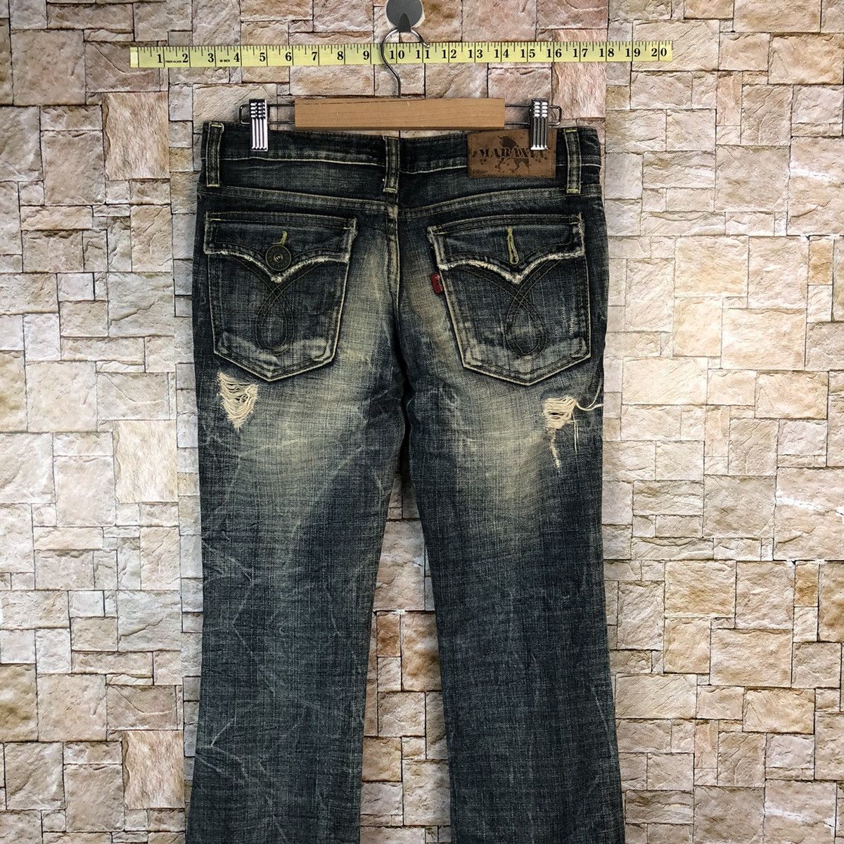 Japanese Brand Maraxia Black Distressed Denim Pants #A1015 Size 27" / US 4 / IT 40 - 16 Thumbnail