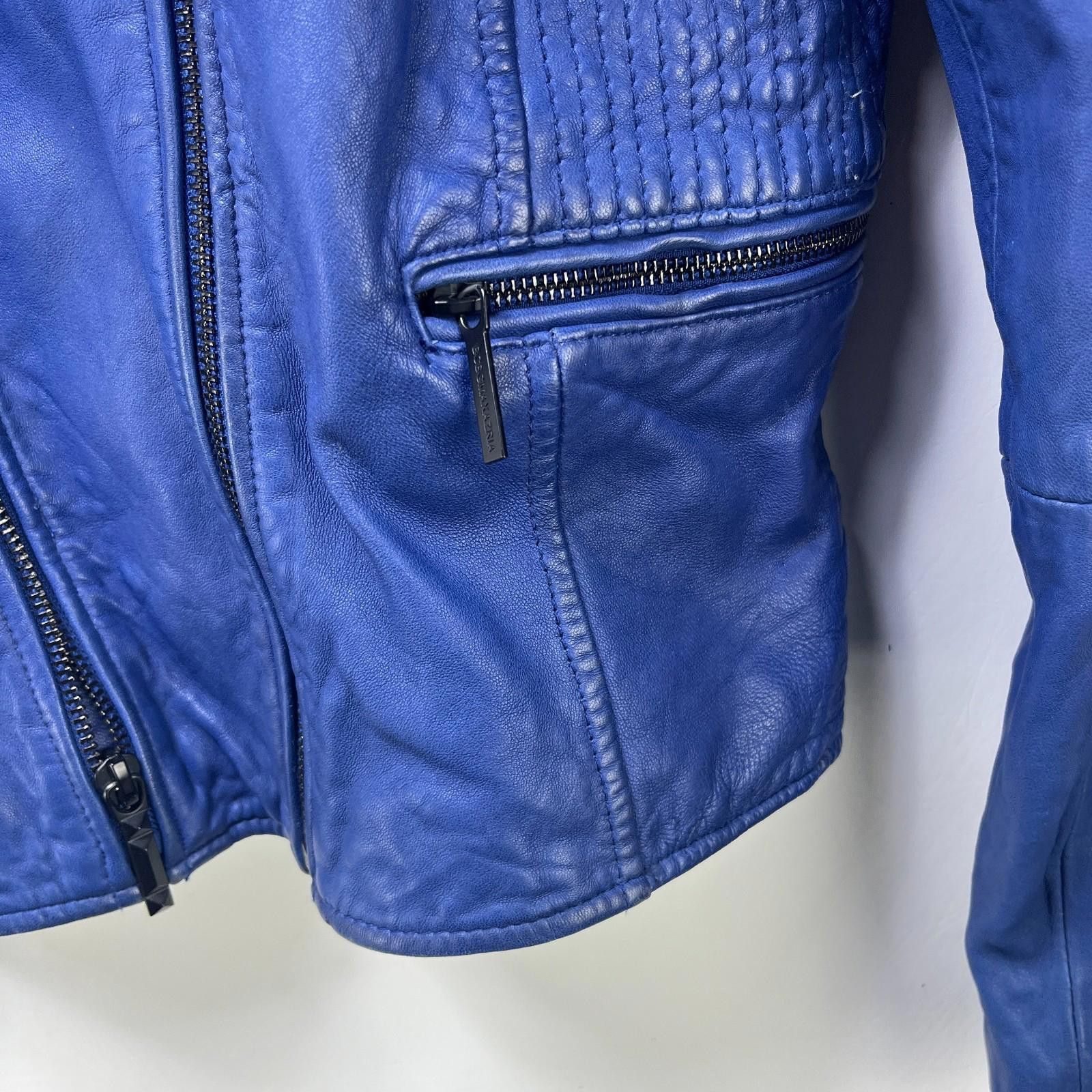Bcbgmaxazria BCBG Max Azria Leather Jacket Blue Women's Large Size L / US 10 / IT 46 - 3 Thumbnail