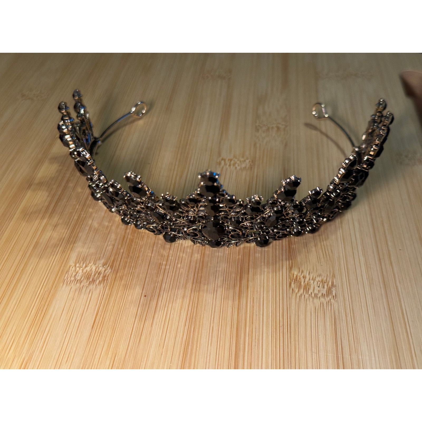 Other Silver w/ Black Rhinestones Princess Style Tiara Size ONE SIZE - 3 Thumbnail