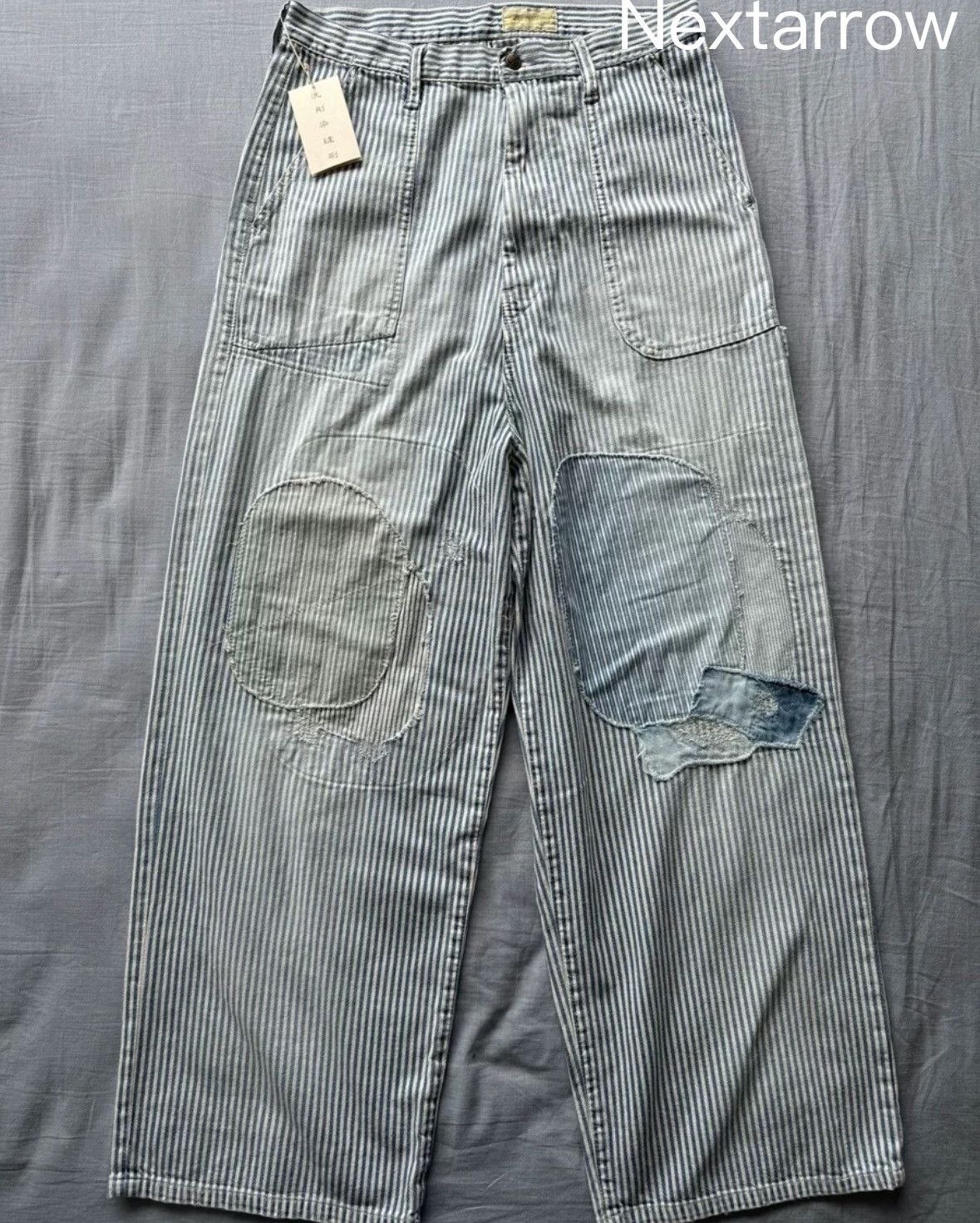 Kapital Kapital striped wide leg patch distressed pants Size US 32 / EU 48 - 1 Thumbnail