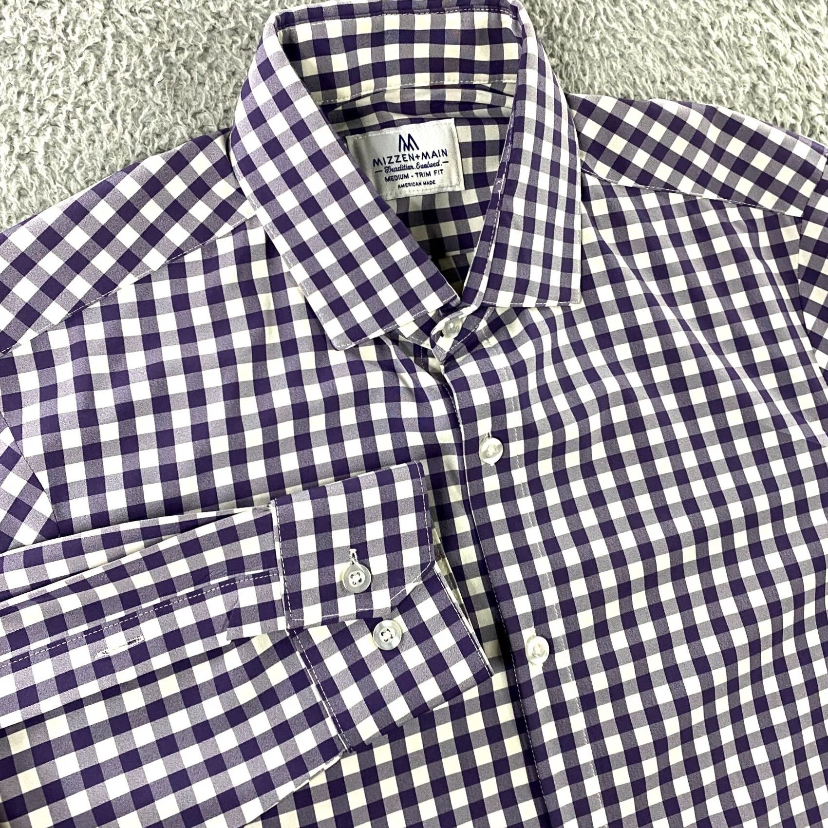 Mizzen+Main Mizzen+Main Shirt Mens M Trim Fit Performance Stretch Button Up Leeward Check Size US M / EU 48-50 / 2 - 2 Thumbnail