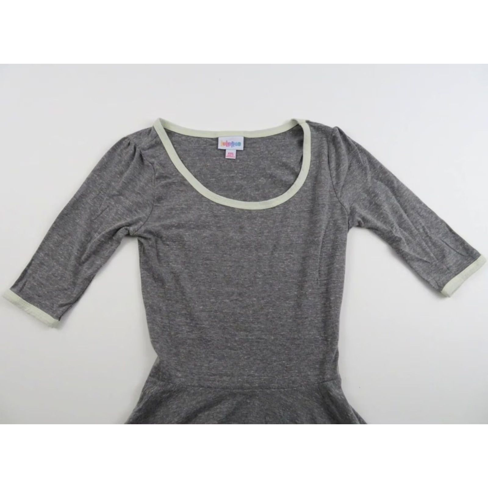 Vintage LuLaRoe Nicole Dress Womens XXS Gray Solid A-Line Fit & Flare Knee Length Cotton/Polyester Short Sleeve Neck Scoop Size XXS / US 00 / IT 34 - 3 Thumbnail