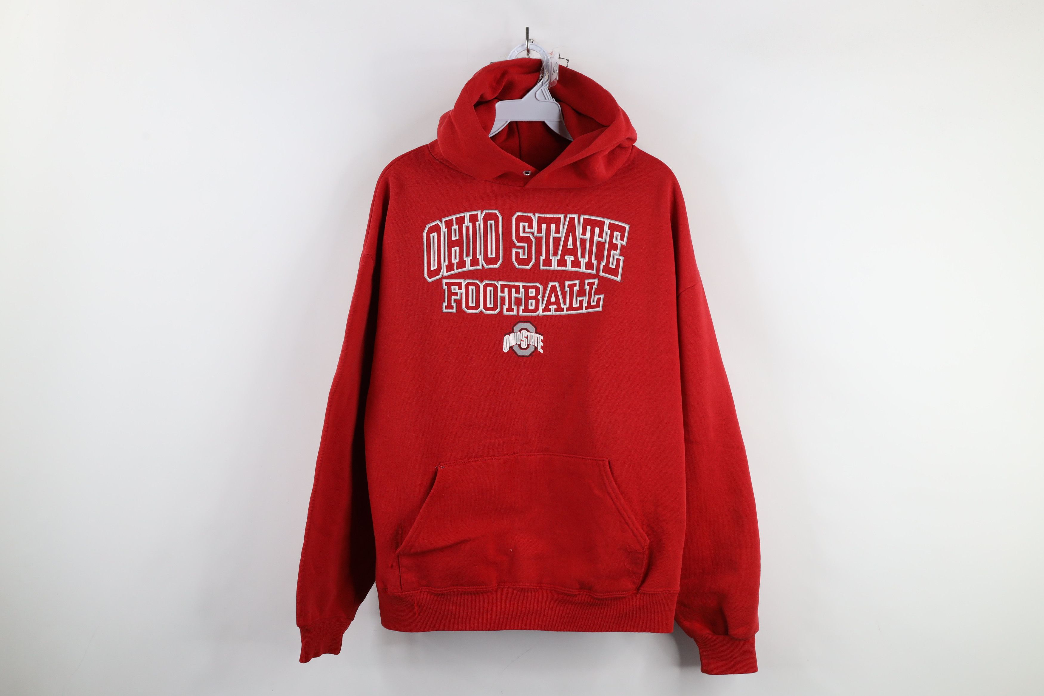 Vintage Vintage 90s Ohio State University Football Hoodie Red Size L / US 10 / IT 46 - 1 Thumbnail