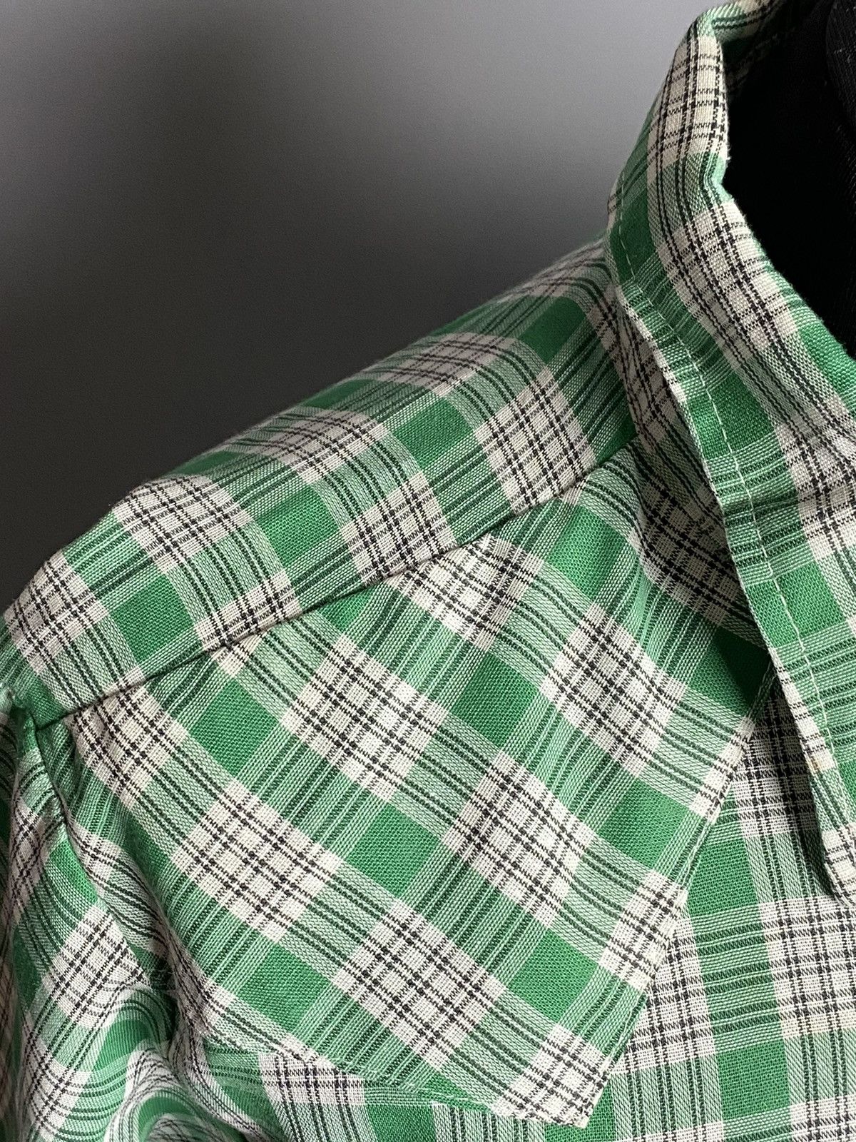Wrangler VTG 70s Wrangler Snap Western Plaid Short Sleeve Shirt sz 20 Size S / US 4 / IT 40 - 3 Thumbnail