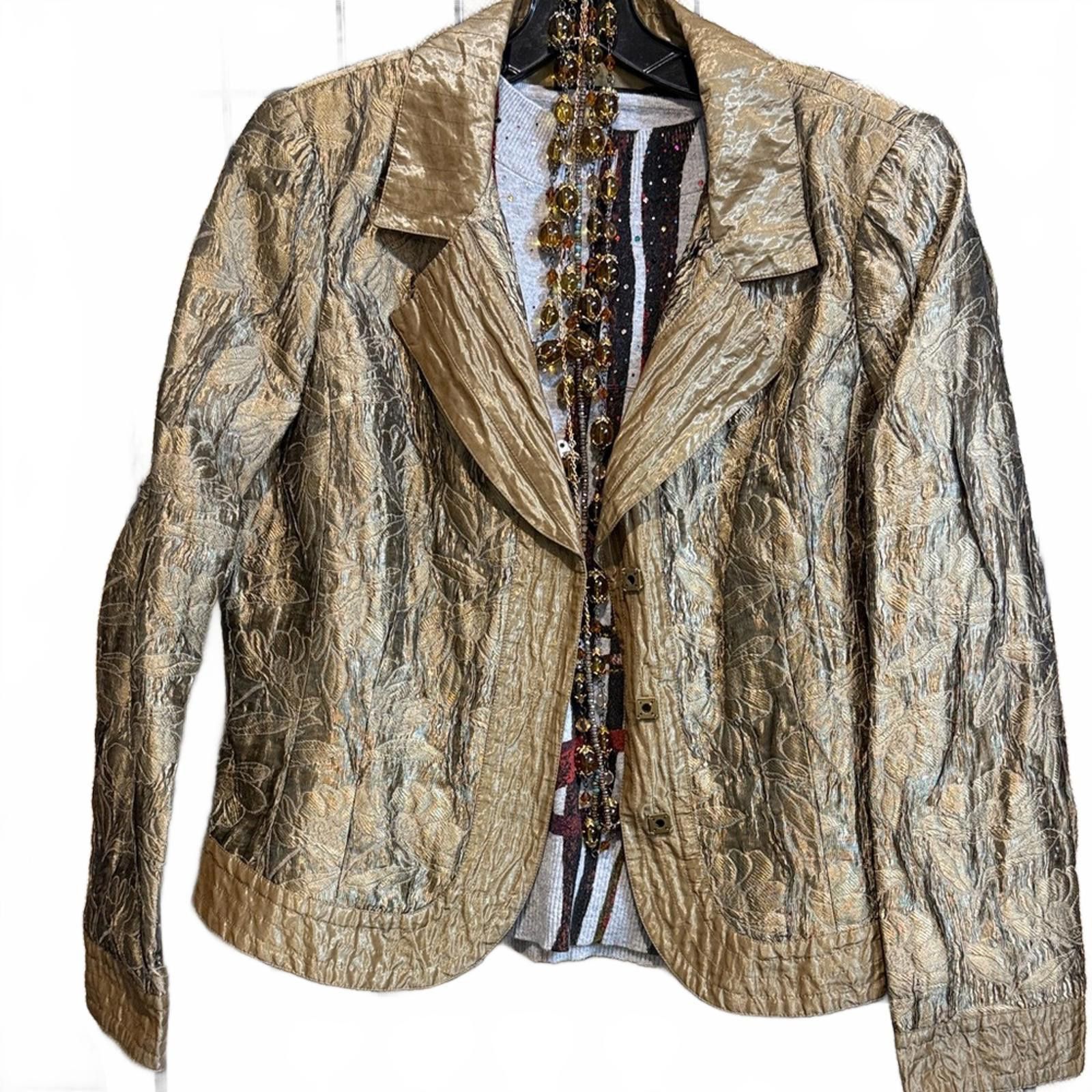 Other Carmen Marc Valvo Metallic Gold Blazer Size XL / US 12-14 / IT 48-50 - 1 Thumbnail