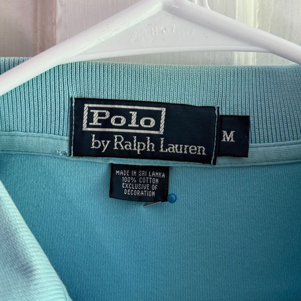 Polo Ralph Lauren Vintage Polo Ralph Lauren Aqua Blue Polo Shirt Gold Pony Med Size US M / EU 48-50 / 2 - 2 Thumbnail