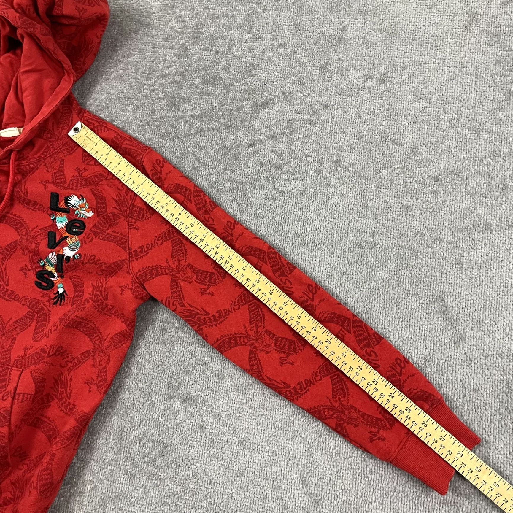Levi's VINTAGE Levi's Hoodie Shirt Mens Medium Red Dragon Embroidered AOP Lunar 90s Style Men's Hoodie Size US M / EU 48-50 / 2 - 6 Thumbnail