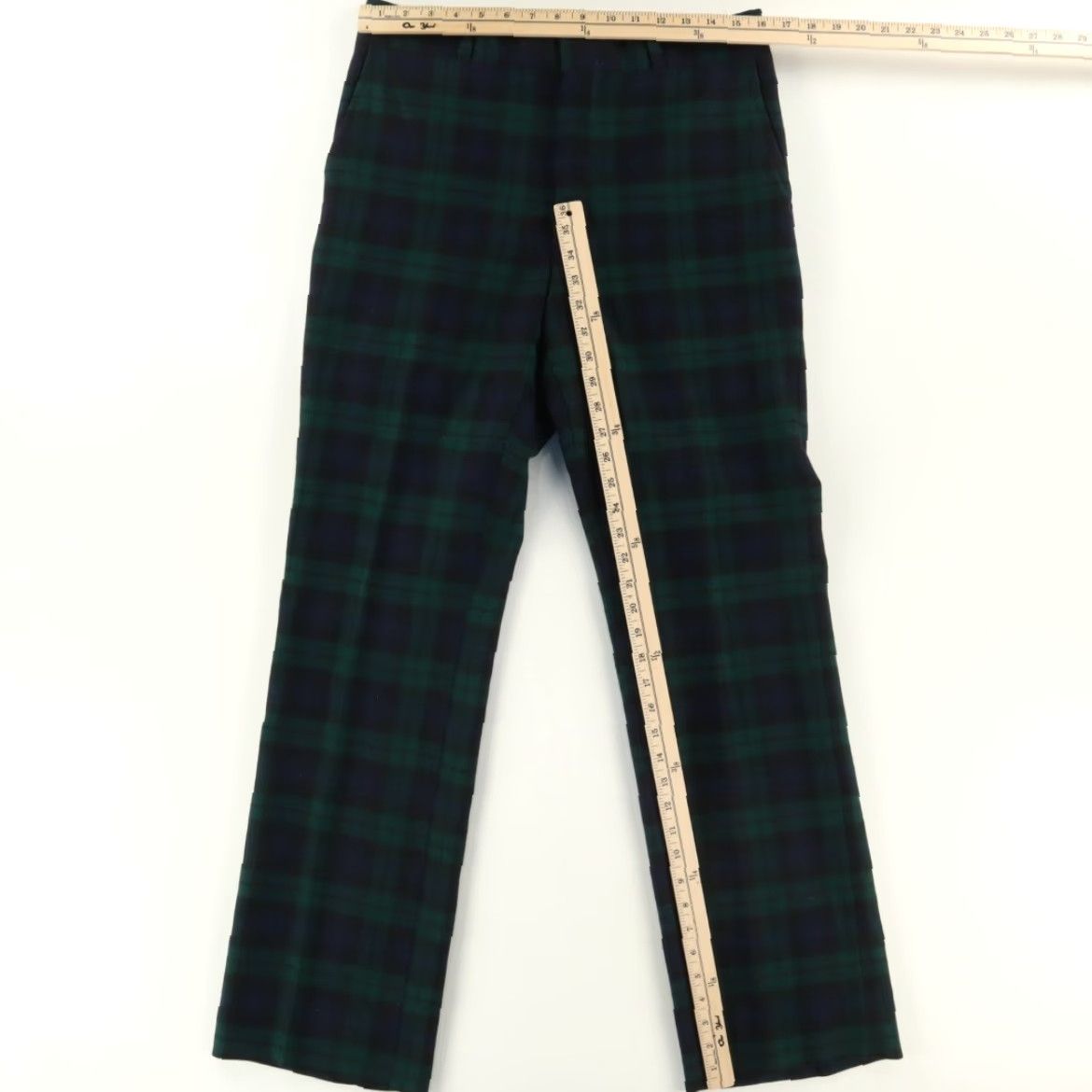 Vintage Meyer’s Lexington KY Wool Knit Plaid Green Navy Men's 32 Pants Chino Regular Inseam 34” Willow? Size US 32 / EU 48 - 3 Thumbnail