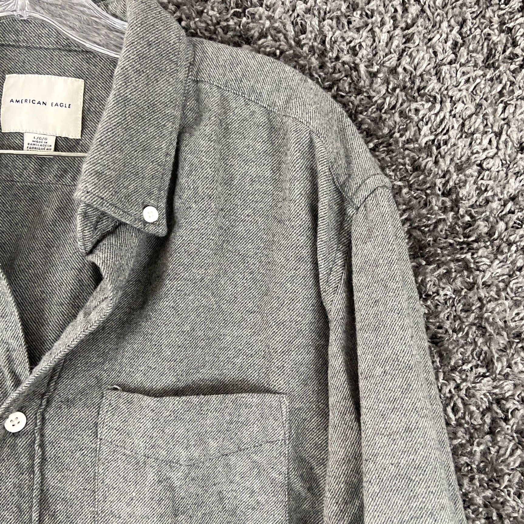American Eagle Outfitters VINTAGE American Eagle Outfitters Button-Up Shirt Men's L Gray Flannel Long Sleeve with Pockets Size US L / EU 52-54 / 3 - 4 Thumbnail