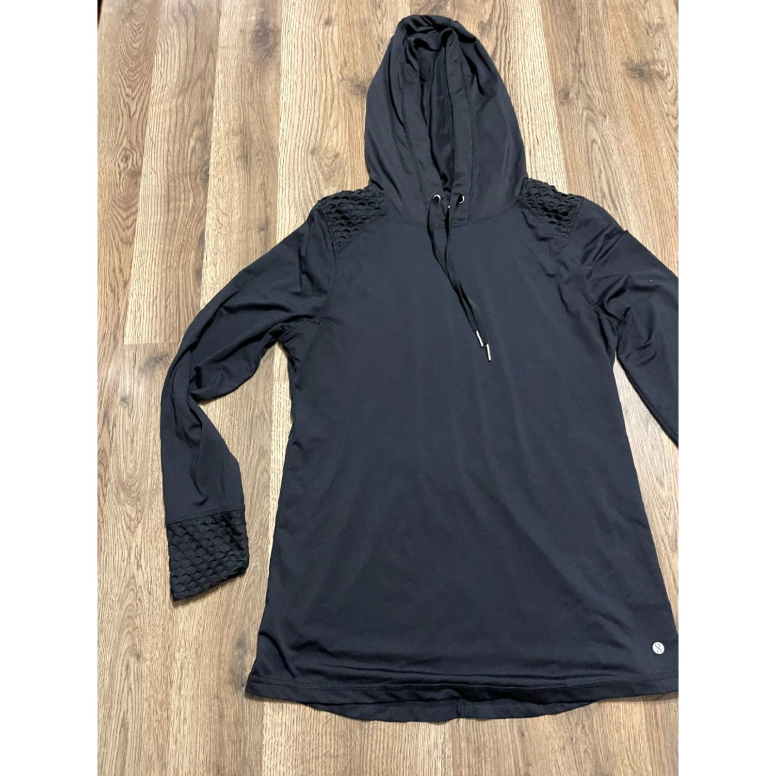 Layer 8 Layers Hoodie Women's Medium Black Long Sleeve Pullover Qwick Dry Casual Modern Fall Spring Summer Mens Size M / US 6-8 / IT 42-44 - 4 Thumbnail