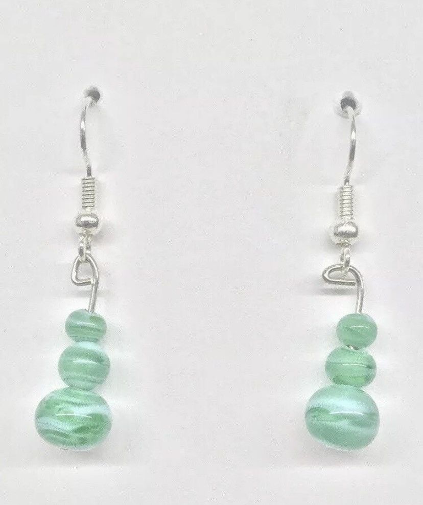 Other New handmade glass blown green dangle earrings Size ONE SIZE - 1 Preview