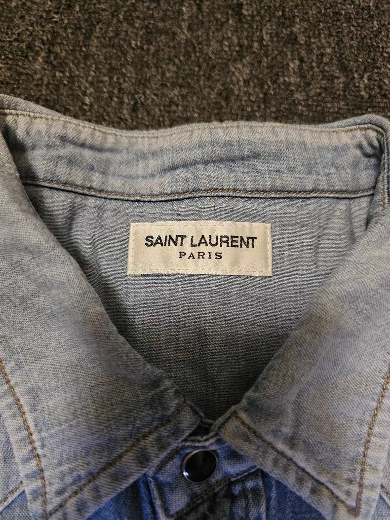 Saint Laurent Paris Saint Laurent Washed Denim Short Sleeve Shirt Size US M / EU 48-50 / 2 - 5 Thumbnail
