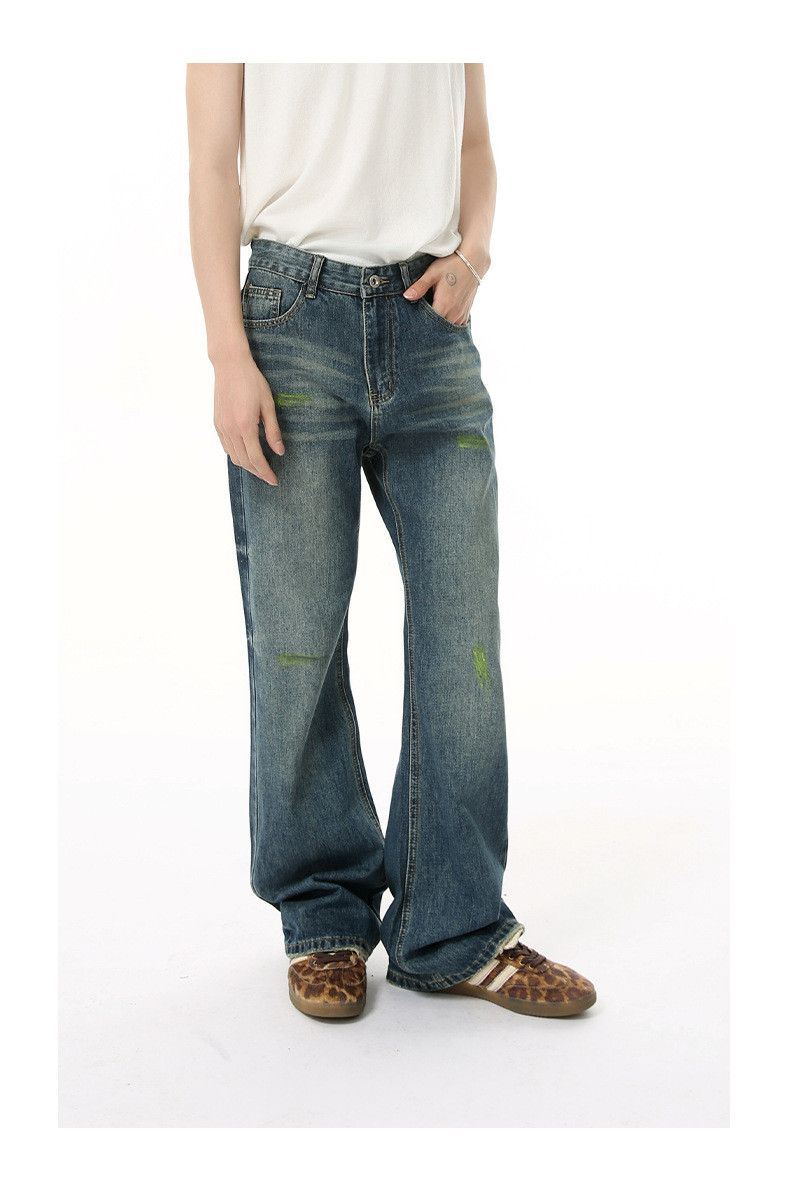 Japanese Brand × Jean American street pleated flared loose casual washed jeans Size US 32 / EU 48 - 2 Thumbnail