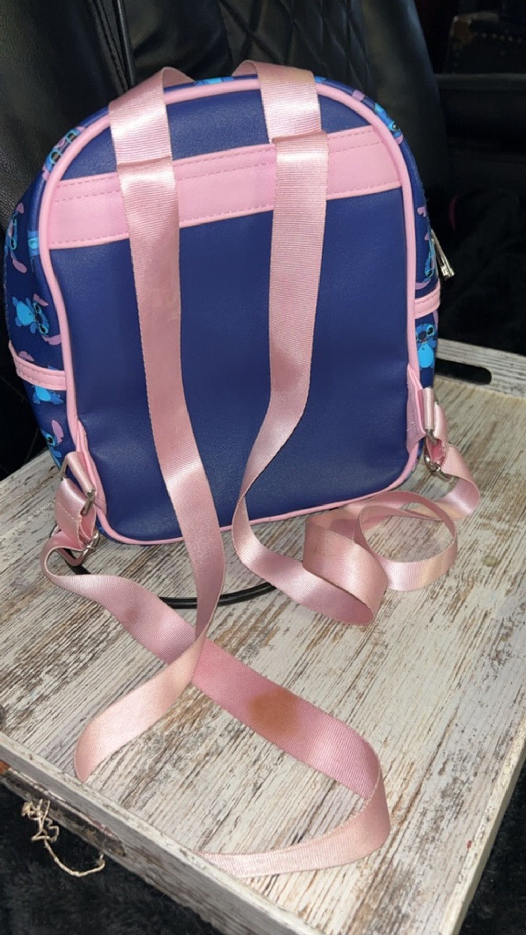 The Unbranded Brand Women's Unbranded Backpack One Size Blue Pink Stitch Mini Ba Size ONE SIZE - 4 Thumbnail