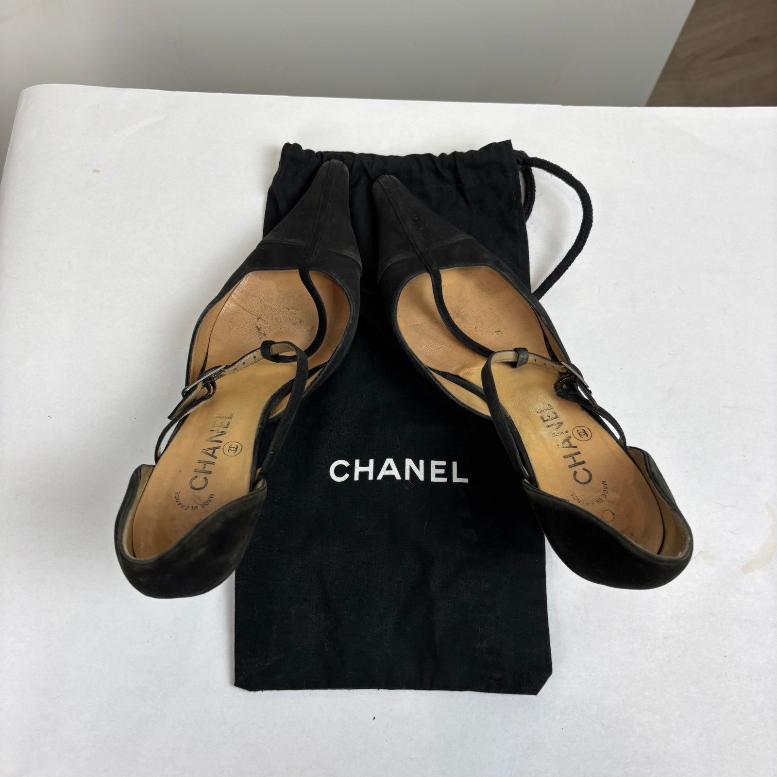 Chanel × Vintage VTG Chanel Suede Strappy Pointed Toe Kitten Heels Women's 39 Size US 9 / IT 39 - 11 Thumbnail