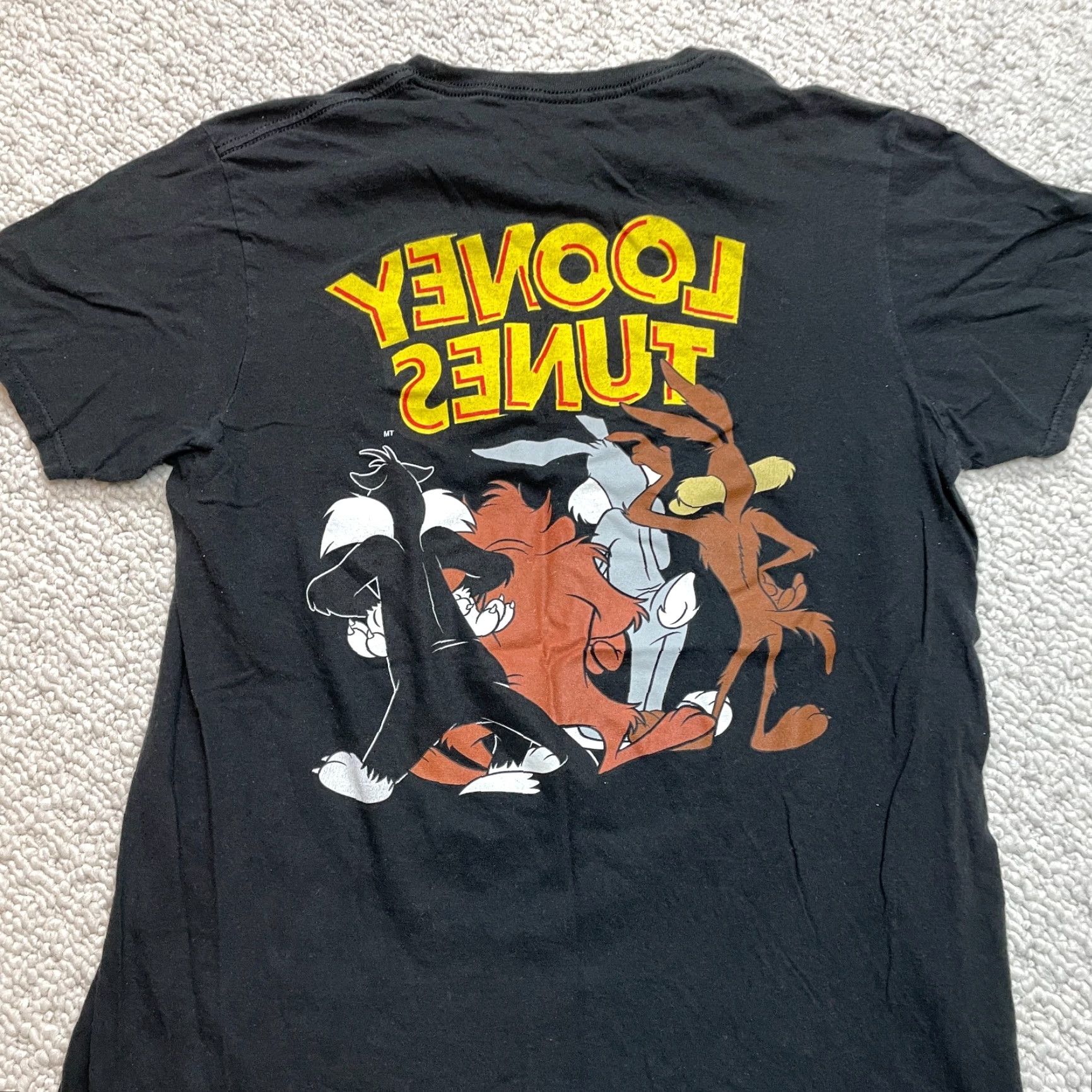 Vintage Looney Tunes Shirt Womens Medium Black Short Sleeve Cotton Cartoon Bugs Taz Size M / US 6-8 / IT 42-44 - 8 Thumbnail