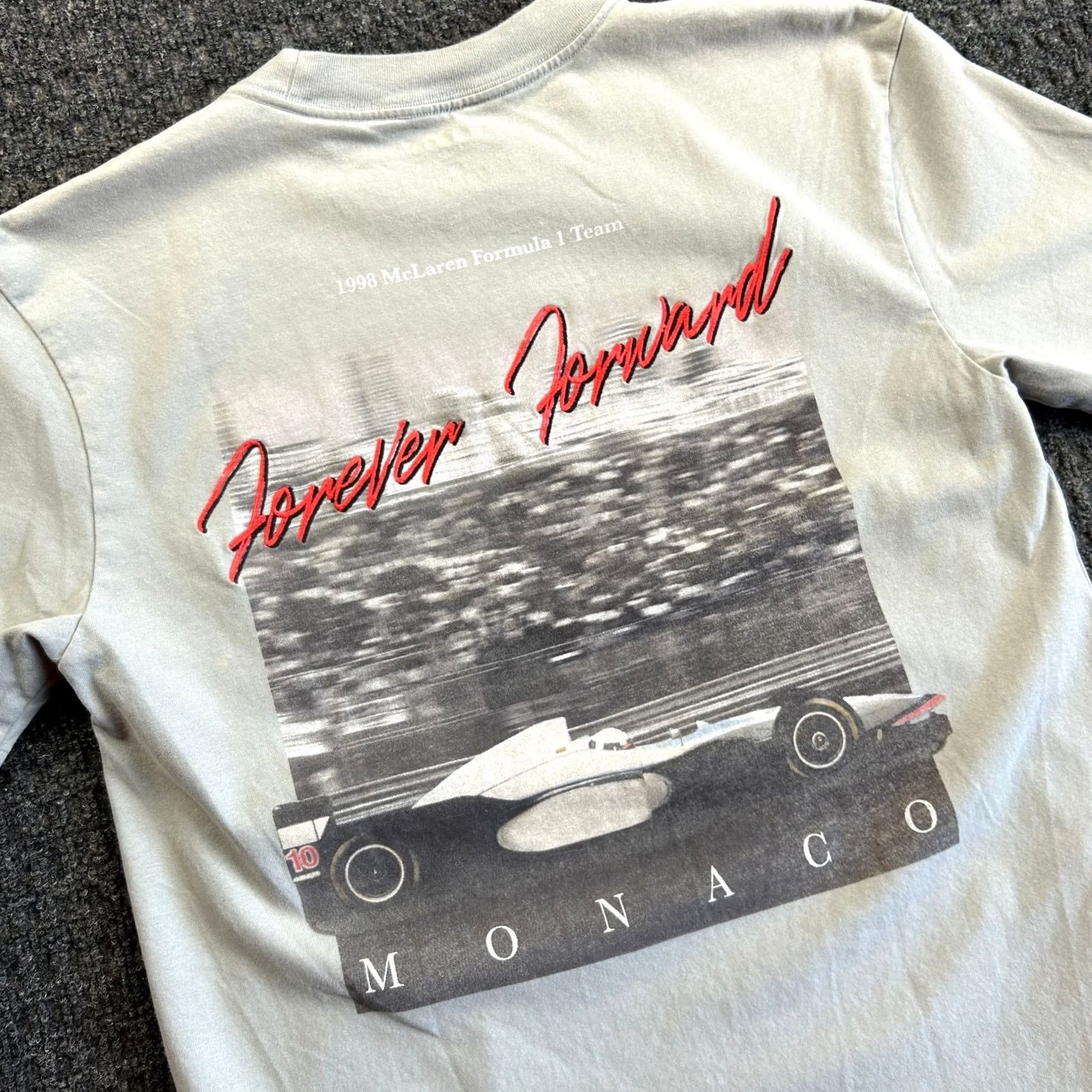 Vintage McLaren F1 Team T Shirt XS Heavyweight Boxy Fit McLaren Formula 1 Team Gray 1998 Monaco Mens T-Shirt Size US XS / EU 42 / 0 - 5 Thumbnail