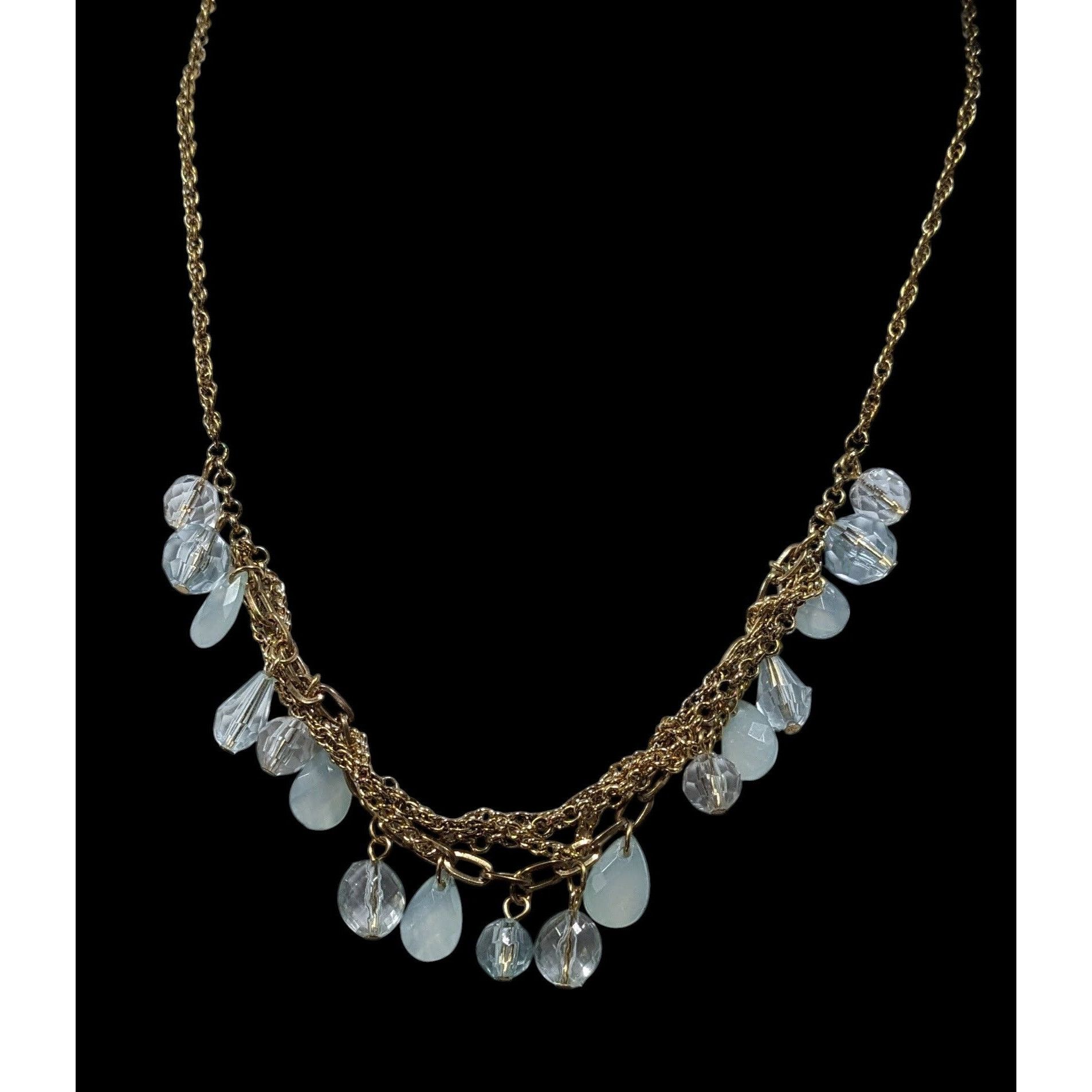 Other Teardrop White And Clear Gemmed Fringe Necklace On Gold Tone Size ONE SIZE - 3 Thumbnail