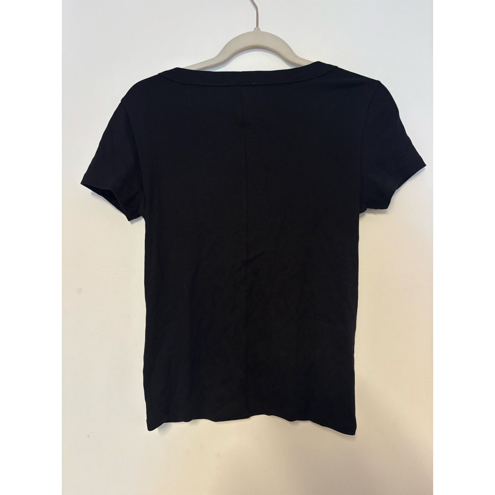 Madewell NWT Madewell Cotton Ribbed Cap-Sleeve Tee Black Size Large Size L / US 10 / IT 46 - 6 Thumbnail