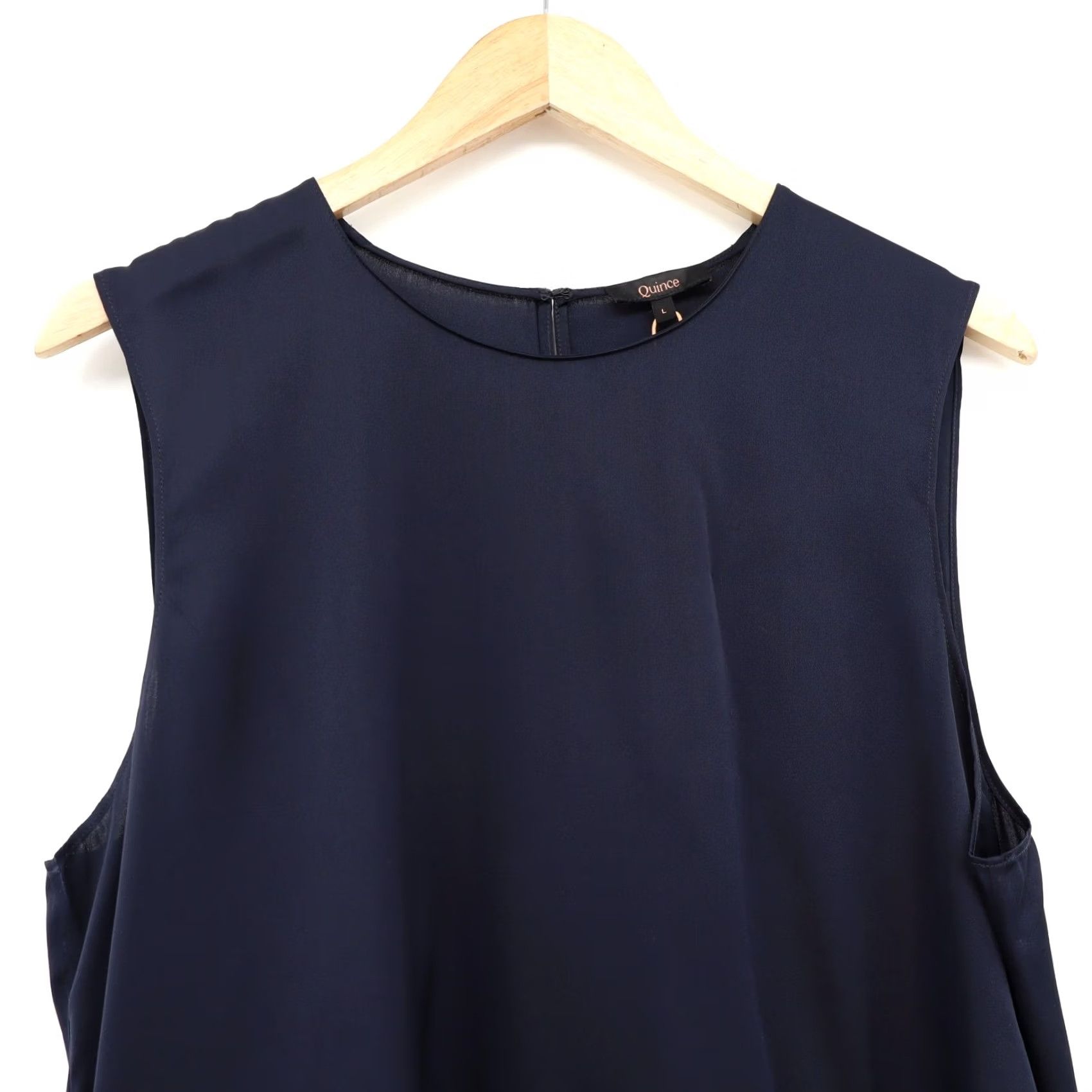 Quince Quince Tank Women Black L Silk Spandex Stretch Machine Washable Basic Sleeveless Scoop Neck Size L / US 10 / IT 46 - 3 Thumbnail