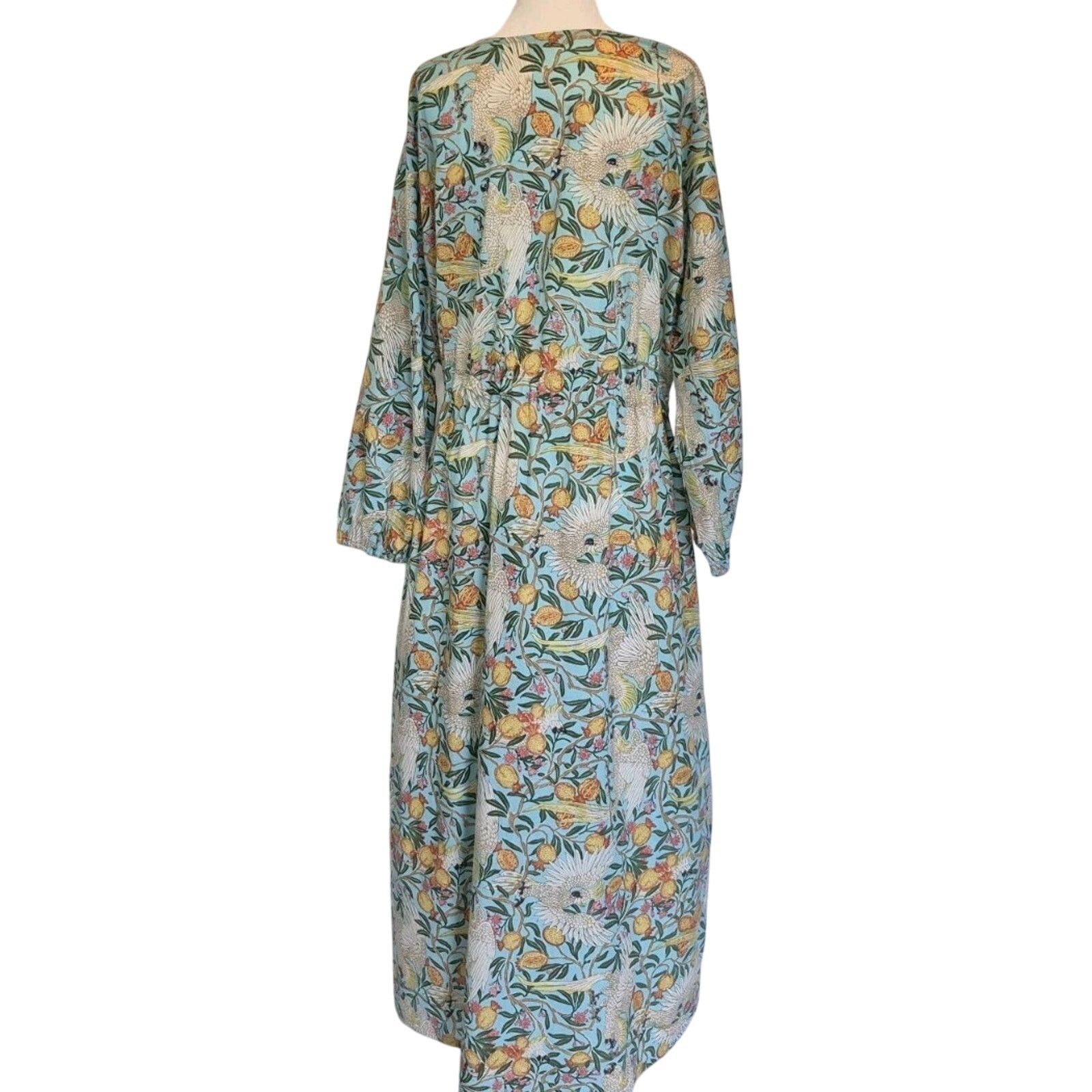 Other New India Collection Bird Dress Hand Blocked Caftan Green XS Size XS / US 0-2 / IT 36-38 - 3 Thumbnail