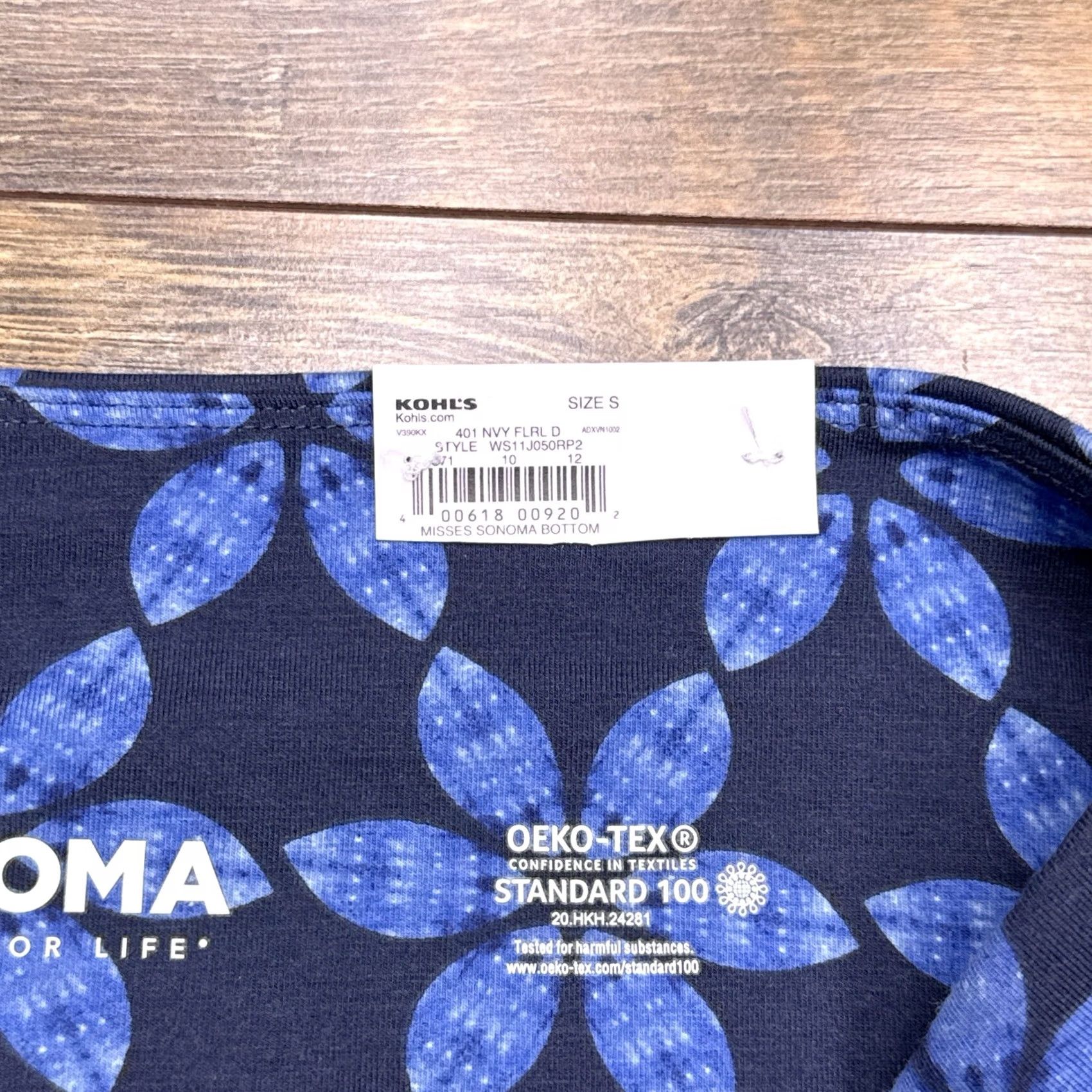 Vintage Sonoma Shorts Womens Small Blue Floral Pull On Knit Cotton Blend Logo Inseam 7.5in Slim Casual Summer Spring Fall Size 28" / US 6 / IT 42 - 3 Thumbnail