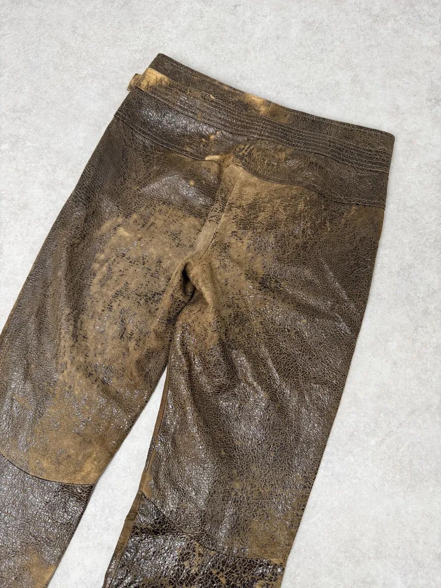 Roberto Cavalli AW2000 Roberto Cavalli Brown Eroded Leather Burnt Pants Size 26" / US 2 / IT 38 - 9 Thumbnail