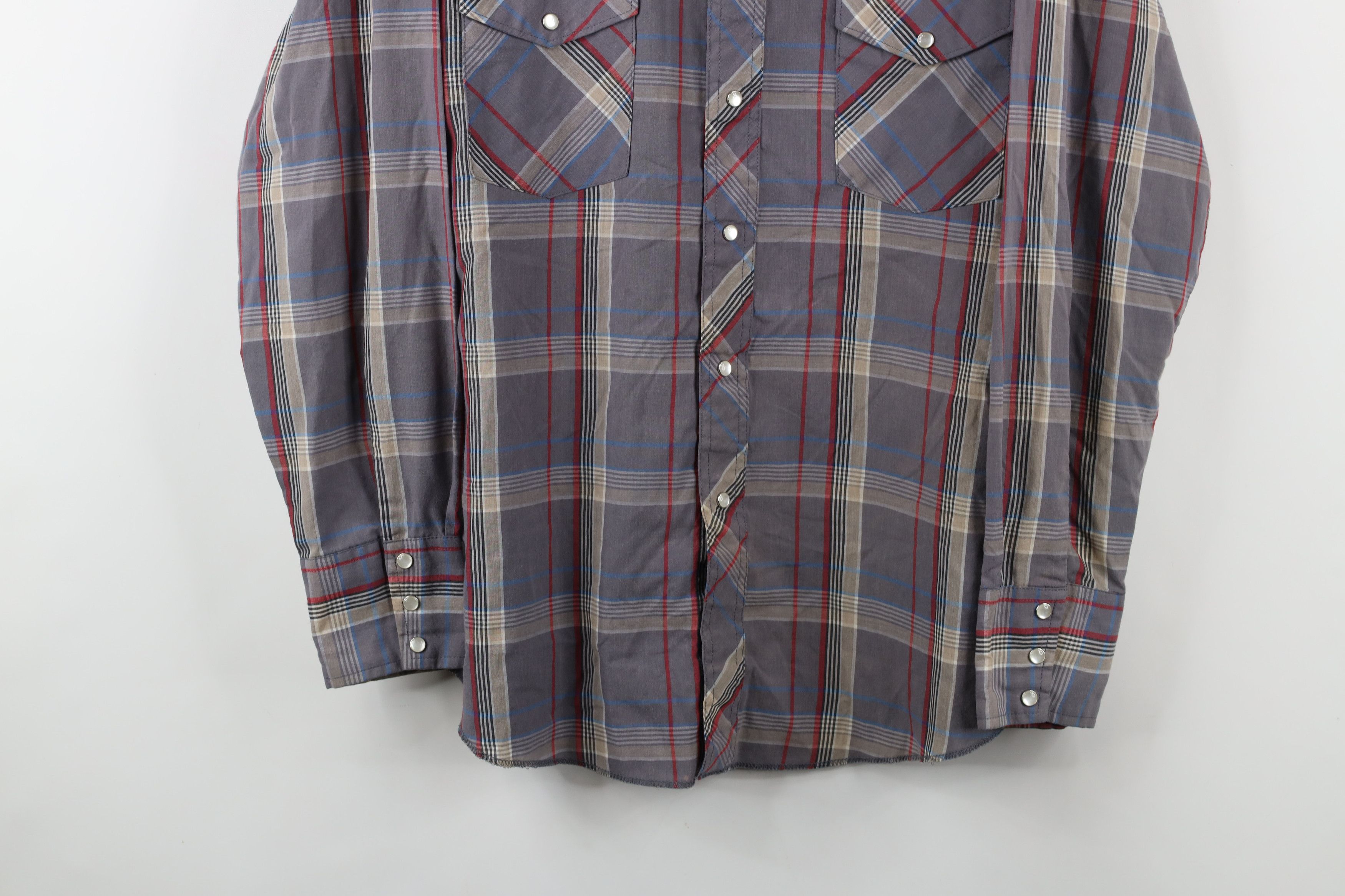 Vintage × Wrangler Vintage 90s Wrangler Western Cowboy Snap Button Shirt Plaid Size US L / EU 52-54 / 3 - 3 Thumbnail
