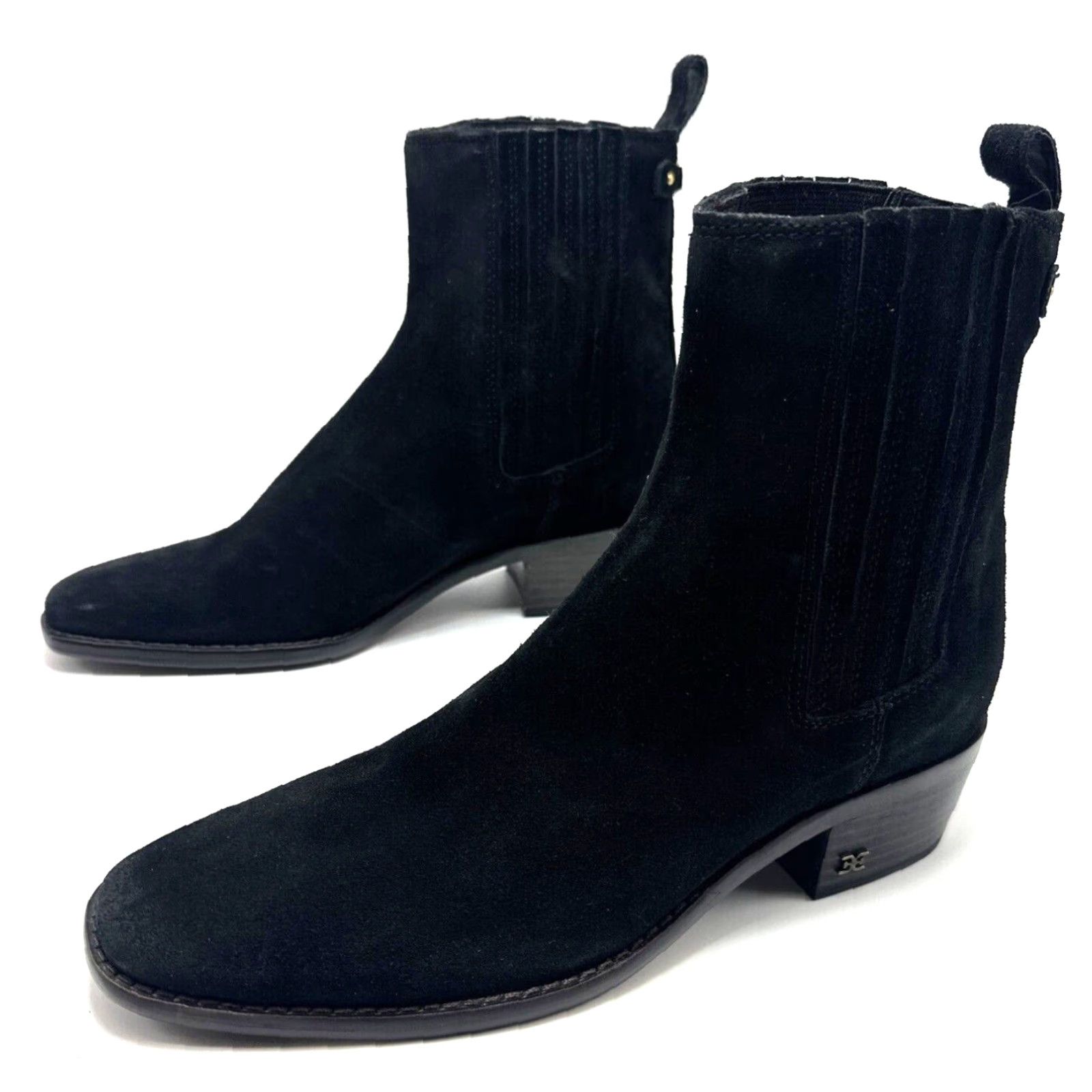 Sam Edelman VINTAGE Sam Edelman Bronson Ankle Boots Chelsea Black Suede Block Heel Size 8 Women’s Bootie Shoes Womens Size US 8 / IT 38 - 2 Thumbnail