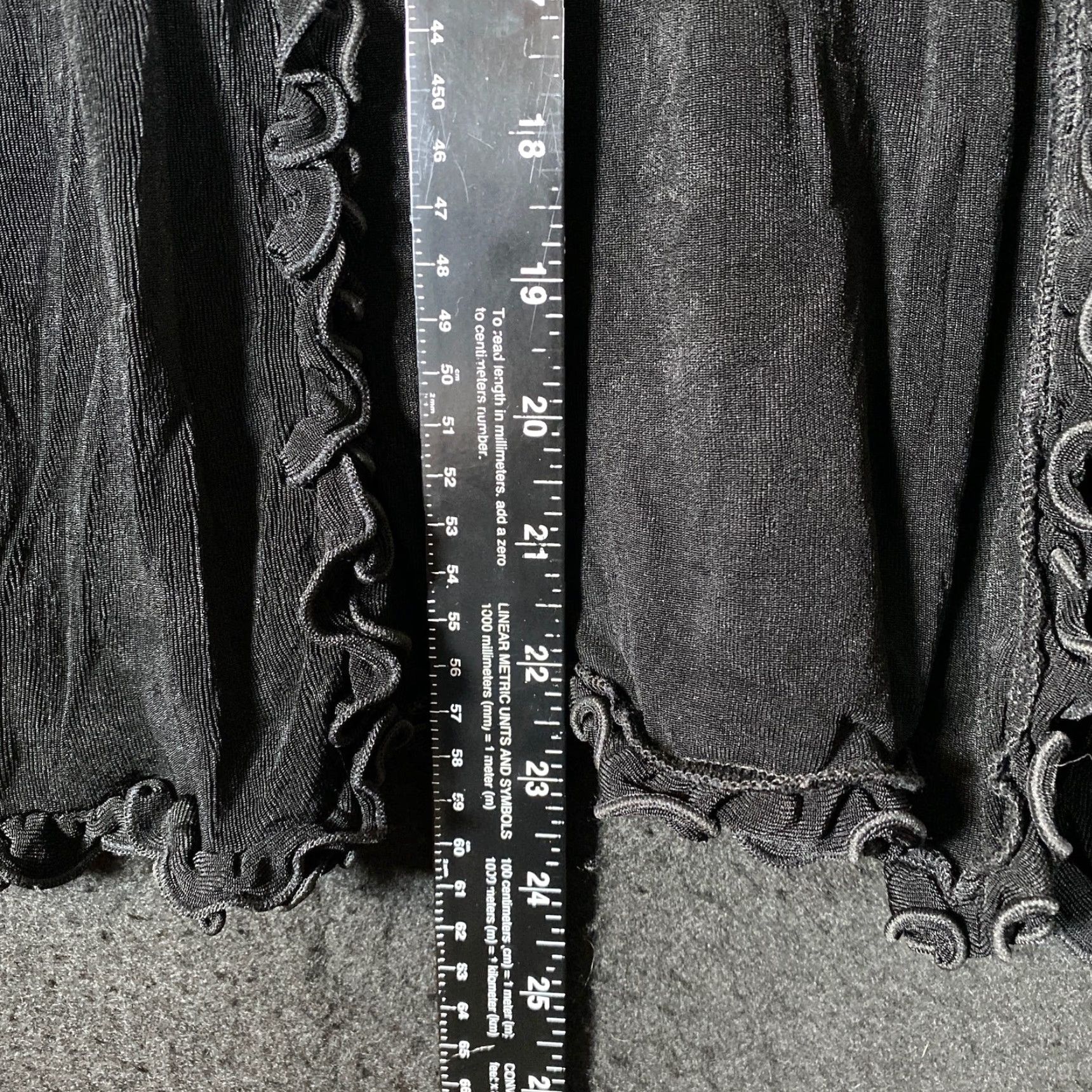 Vintage Chicos Travelers Women Sweater Cardigan Open Ruffle Front Black Sheer Stretch Regular S XS? Wait—keep accurate. Size S / US 4 / IT 40 - 6 Thumbnail