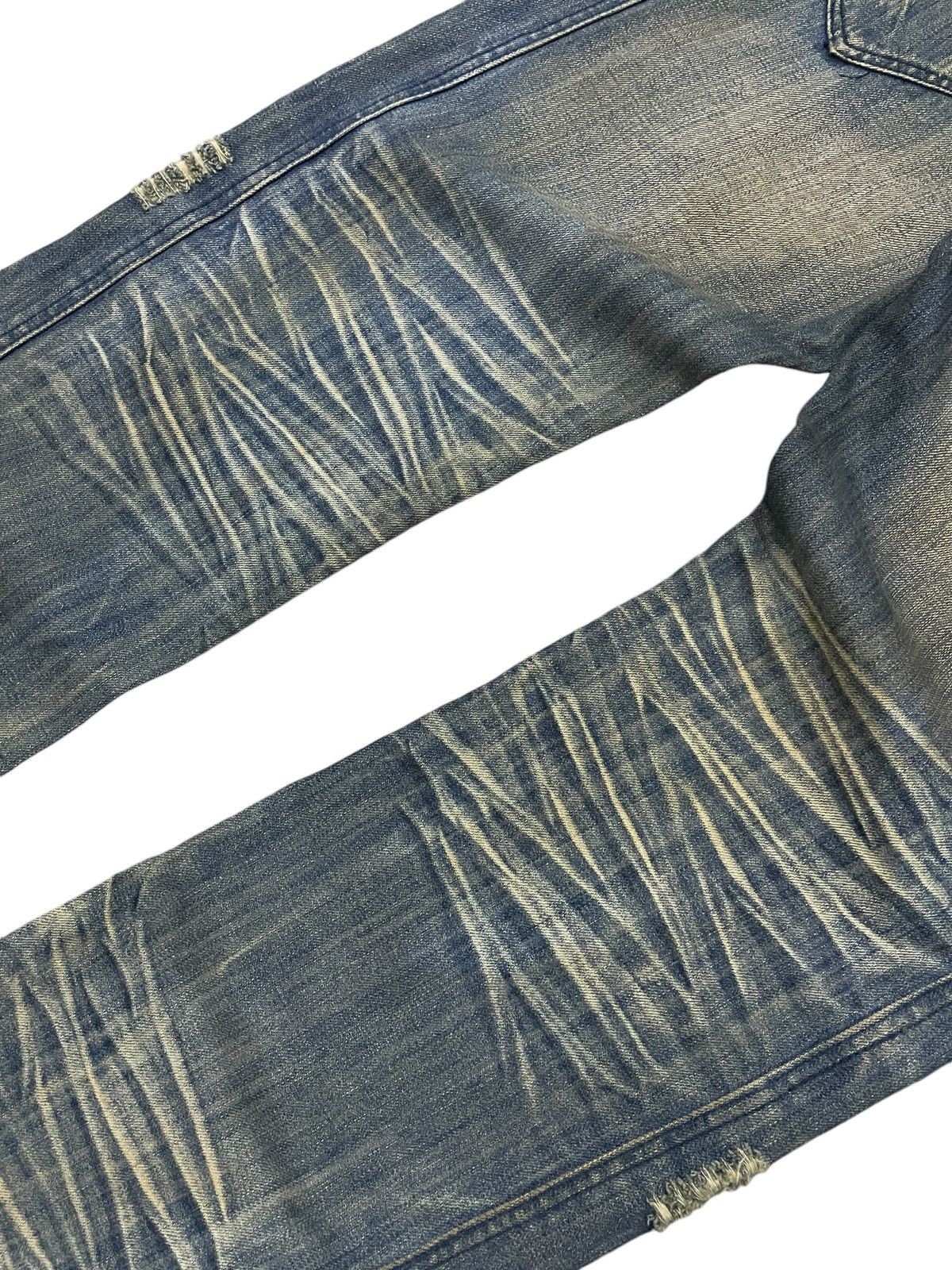 If Six Was Nine × Japanese Brand × Junya Watanabe Crazy Race Pierced & Studded Panelled Poem Mud Jeans Size US 32 / EU 48 - 17 Thumbnail