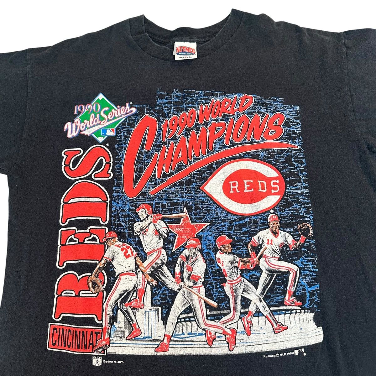 Nutmeg Vintage 1990 Cincinnati Reds World Champs Nutmeg shirt XL Size US XL / EU 56 / 4 - 2 Thumbnail