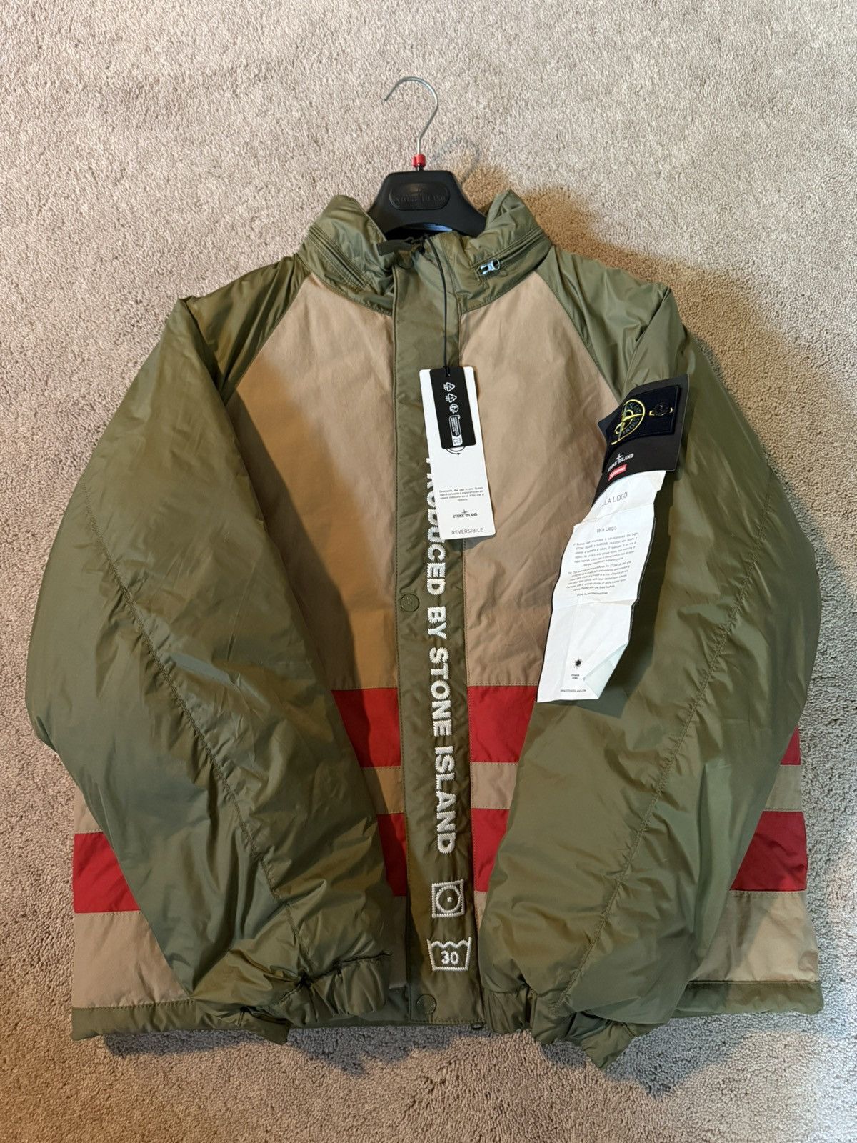 Stone Island Supreme®/Stone Island® Reversible Down Puffer Jacket-Olive Size US L / EU 52-54 / 3 - 10 Thumbnail