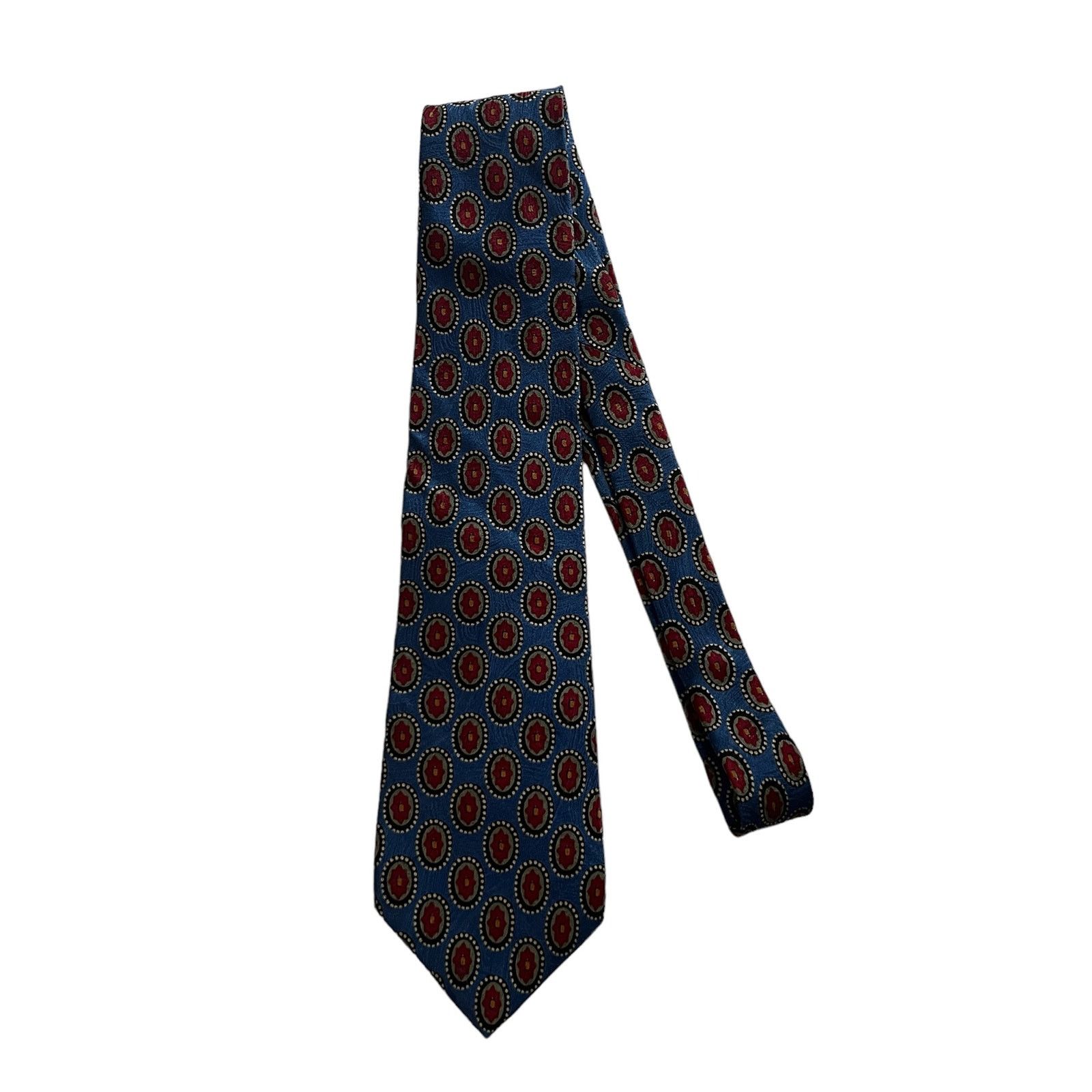 Burberry Burberrys of London Vintage Blue Circles Poppy Floral Tie Size ONE SIZE - 3 Thumbnail