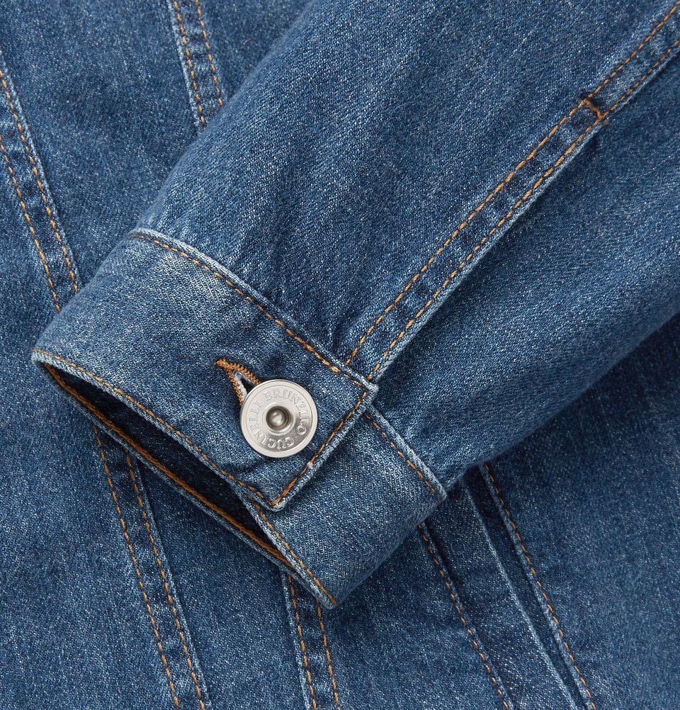 Brunello Cucinelli o1gr1nt0525 Denim Jacket in Medium Blue Size US M / EU 48-50 / 2 - 5 Thumbnail