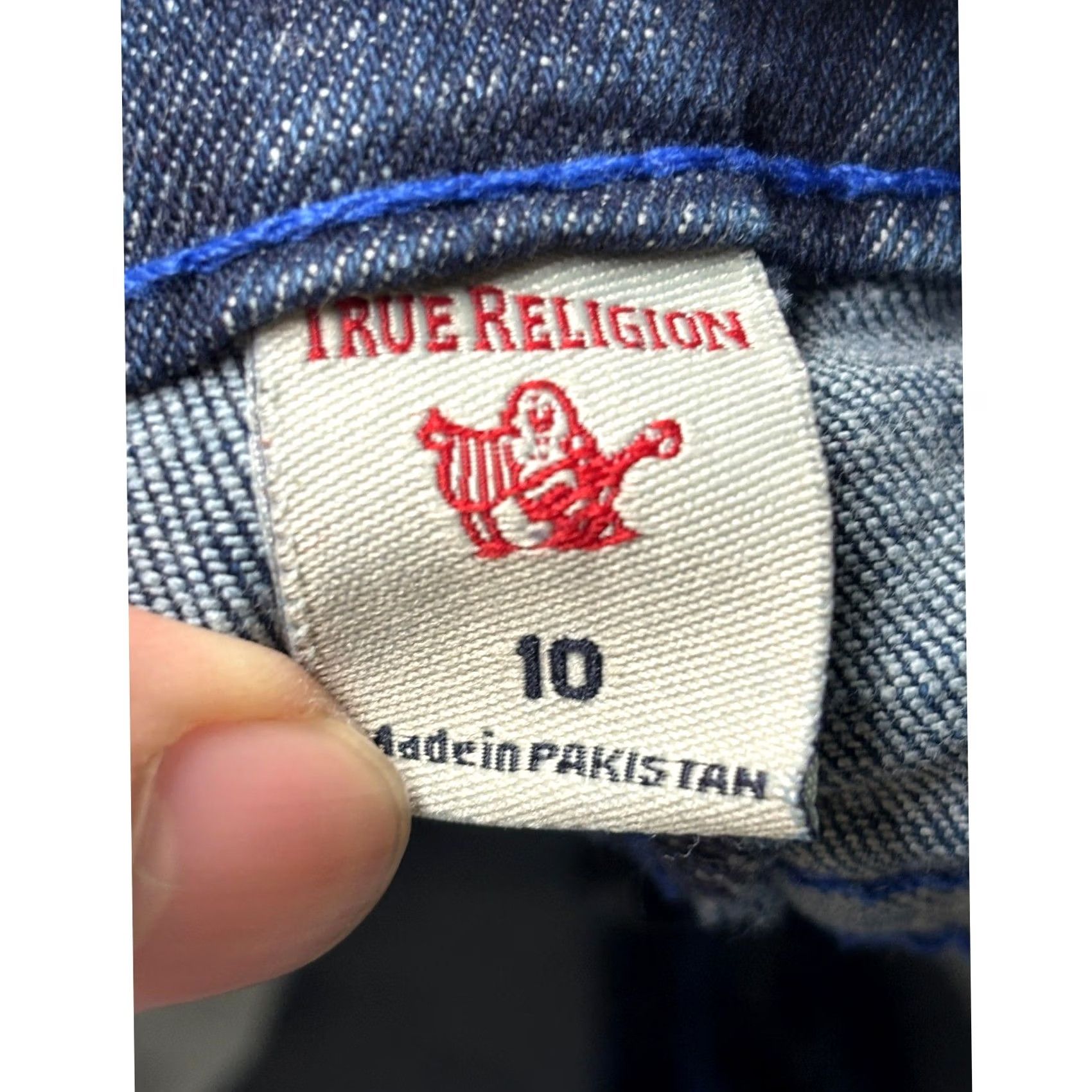 True Religion True Religion Geno Relaxed Slim Jeans Dark Wash Blue Stitching 29 Regular 26.5 Inseam Womens Jeans Size 29" - 6 Thumbnail