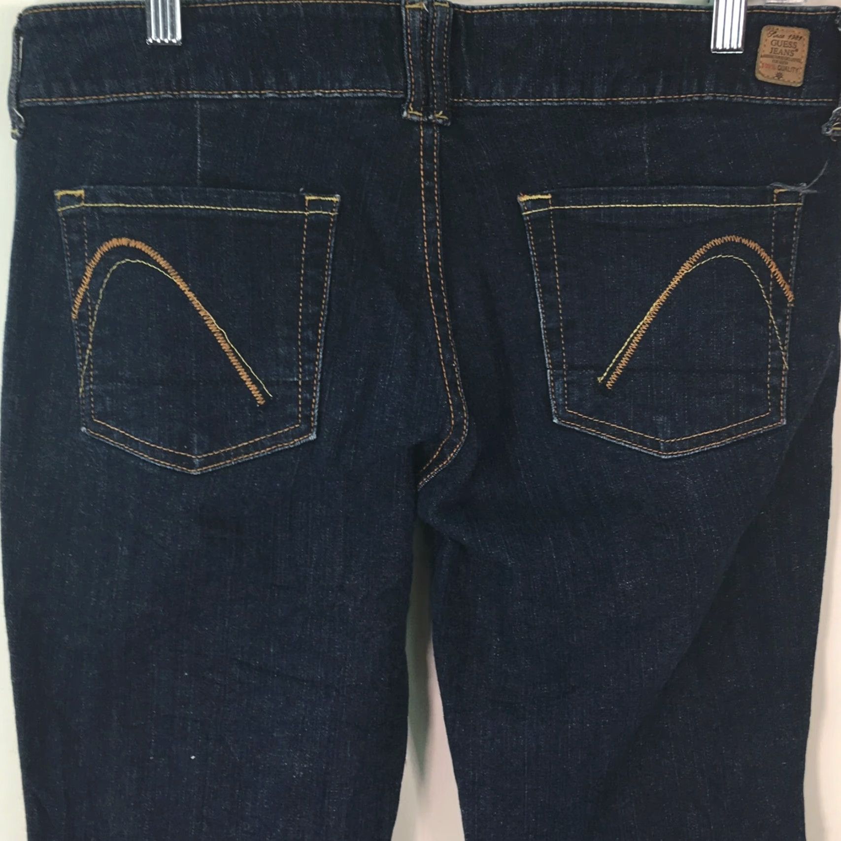 Guess GUESS Boot Cut Sweetheart Blue Denim Jeans Women 29 Regular 34x32 Stretch Ultra Low Rise 5-Pocket Designer Womens Size 29" - 3 Thumbnail