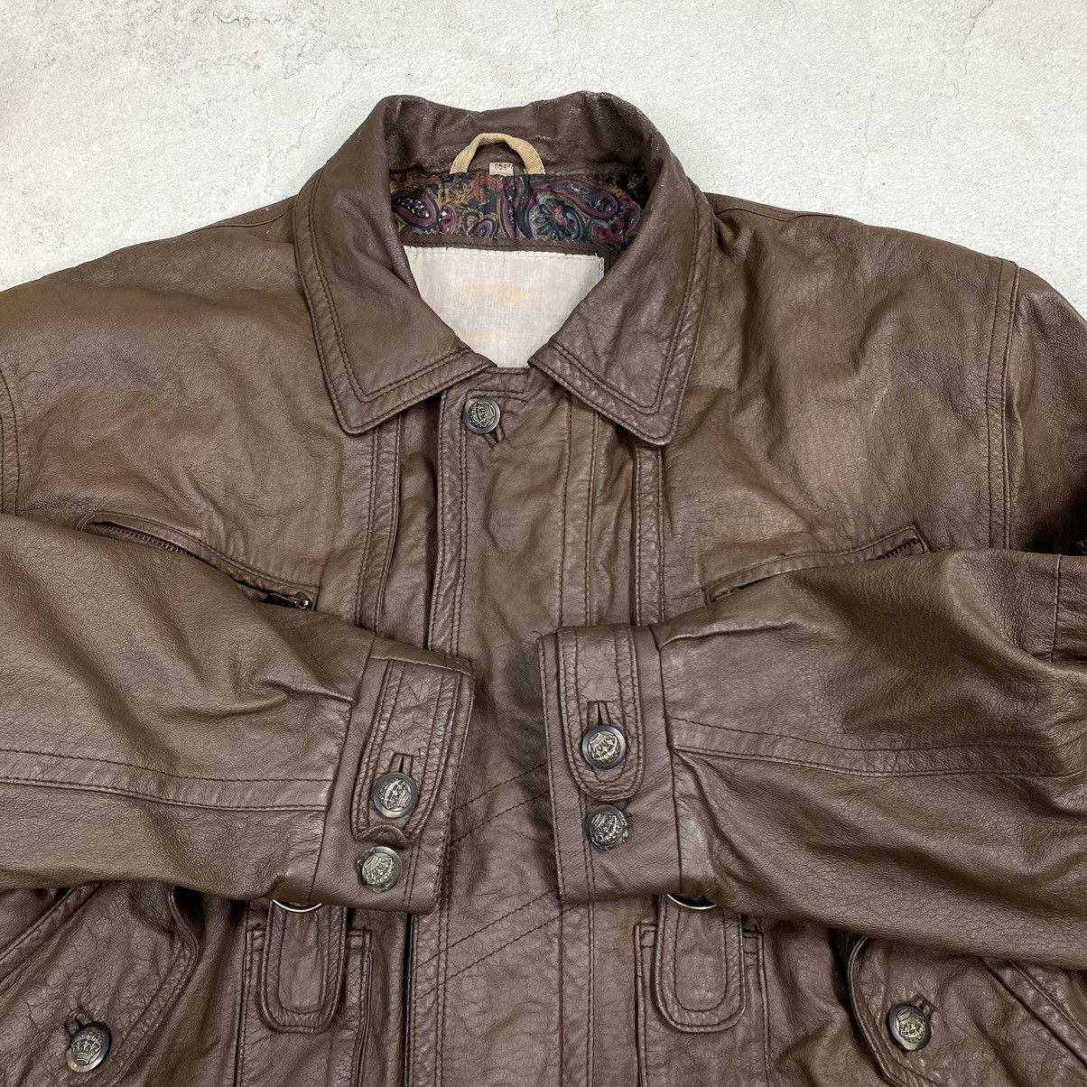 Vintage Real leather jacket vintage brown faded washed archive Size US L / EU 52-54 / 3 - 5 Thumbnail