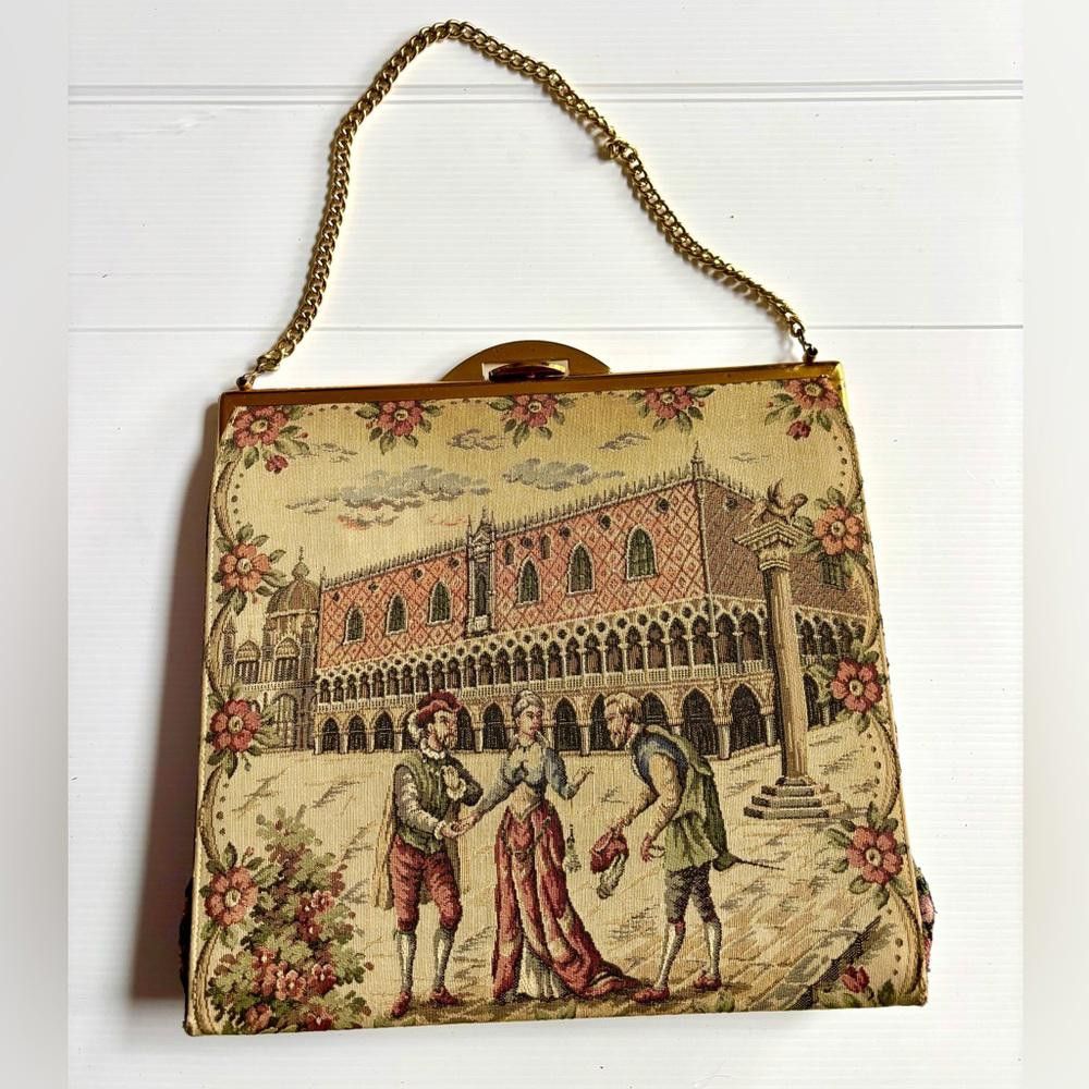 Designer Antique Signed LA MARQUISE Fine Italian Tapestry Bag Size ONE SIZE - 1 Thumbnail