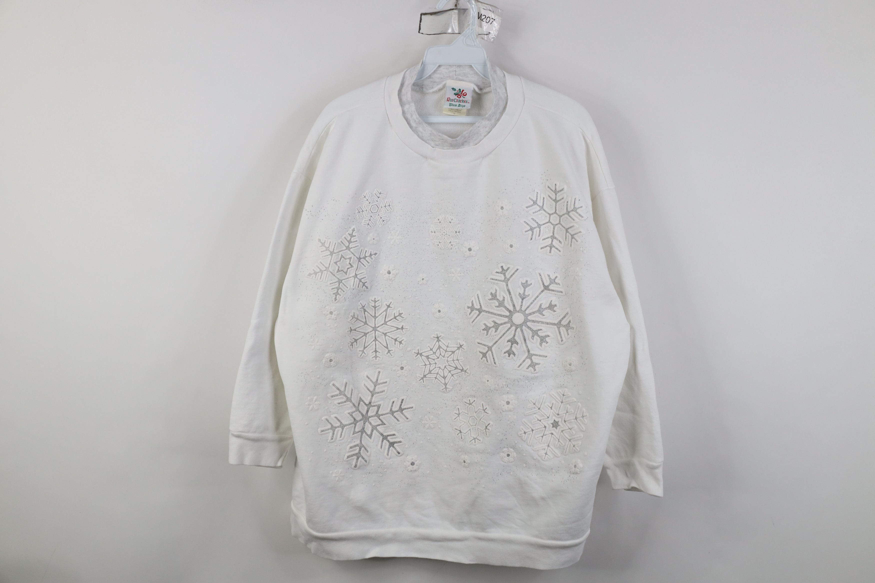 Vintage Vintage 90s Streetwear Winter Snowflakes Sweatshirt White Size XL / US 12-14 / IT 48-50 - 1 Thumbnail