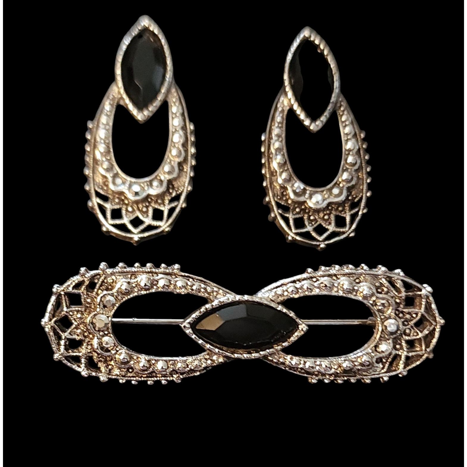 Other Vintage art deco silver marcasite bar brooch & earrings set Size ONE SIZE - 1 Thumbnail
