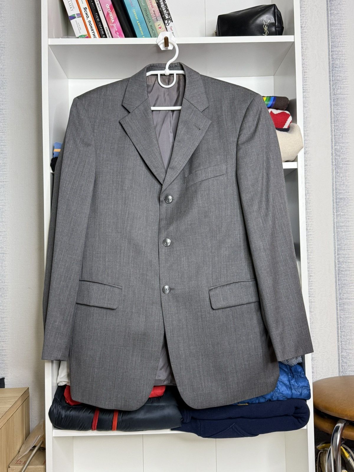 Yves Saint Laurent Yves Saint Laurent Vintage Gray wool mens blazer size 48 Size 48R - 1 Thumbnail