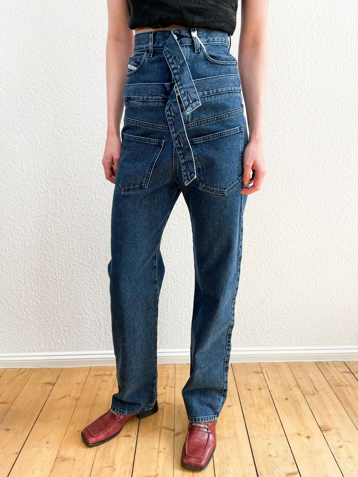 image of Anonymous Club x Diesel Red Tag Blue Shayne Oliver Editon Embedded Belt Jeans in Denim (Size 26)