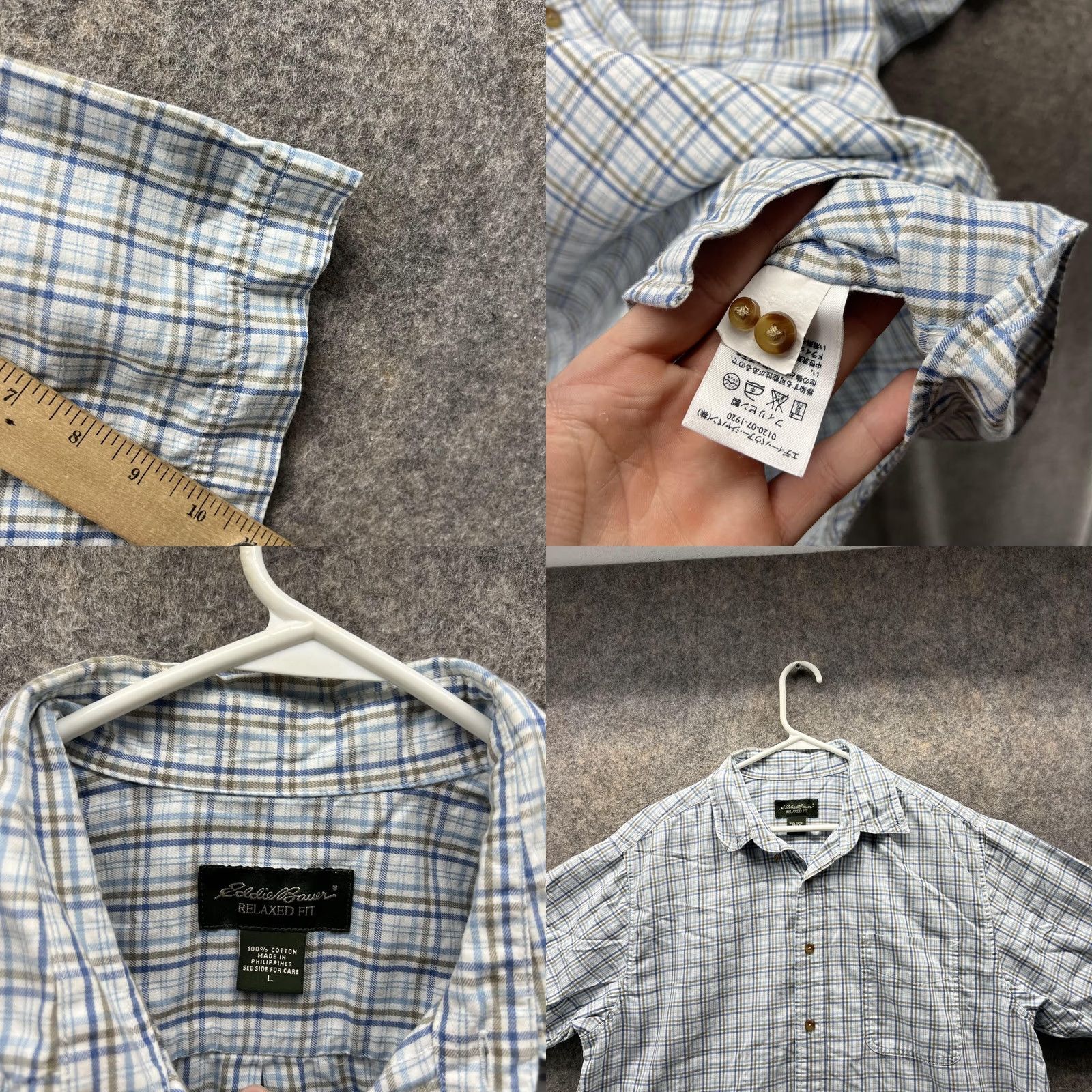 Eddie Bauer VINTAGE Eddie Bauer Shirt Men Large White Grey Button Down Relaxed Plaid Glen Check Shirt Ladies? Size US L / EU 52-54 / 3 - 8 Thumbnail
